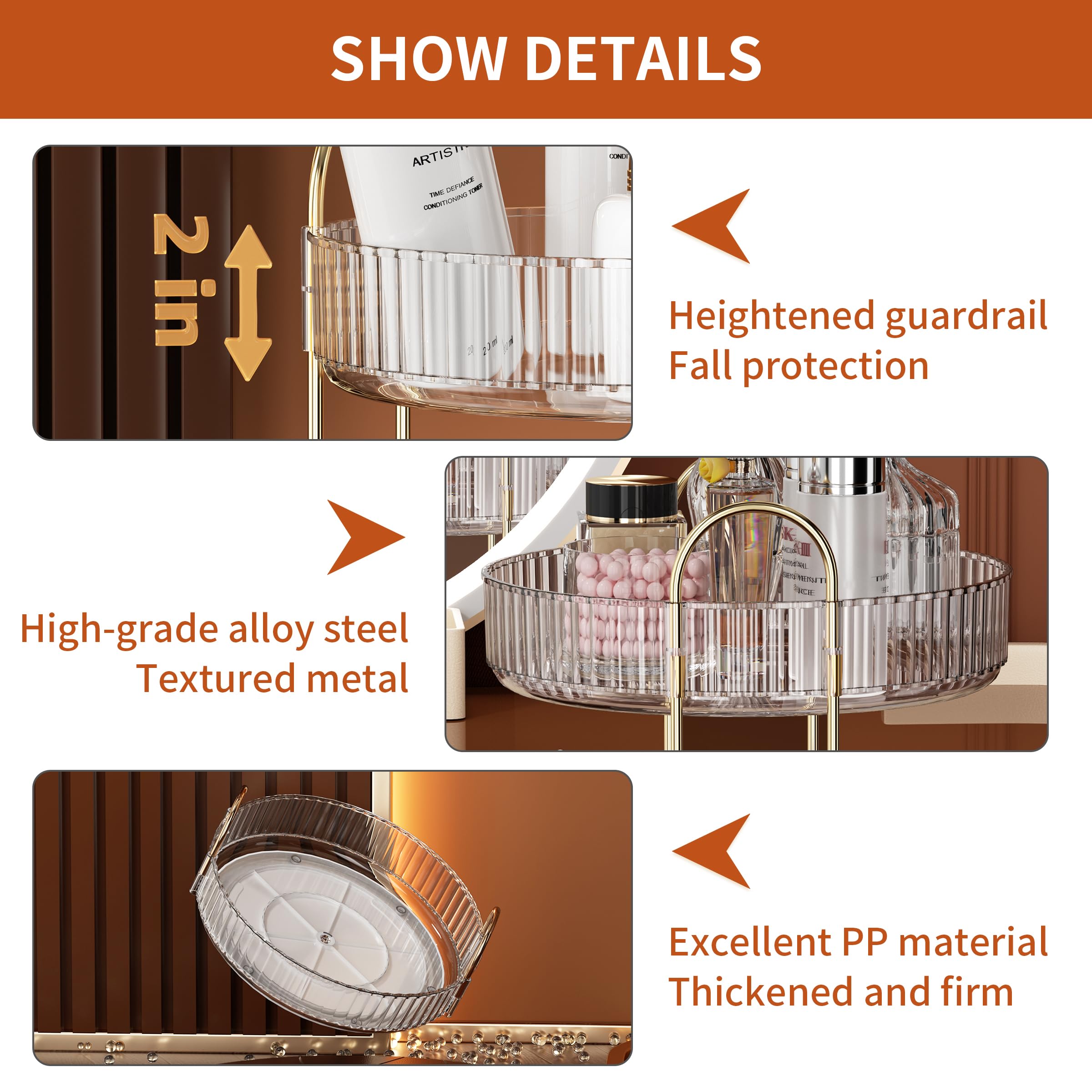 YCIA&DONE 360 Rotating Makeup Organizer and Storage for Vanity Bathroom Countertop, High Capacity Cosmetic Skincare Perfume Organizer for Dresser Lazy Susan Organizers(Clear White,2 Tiers)