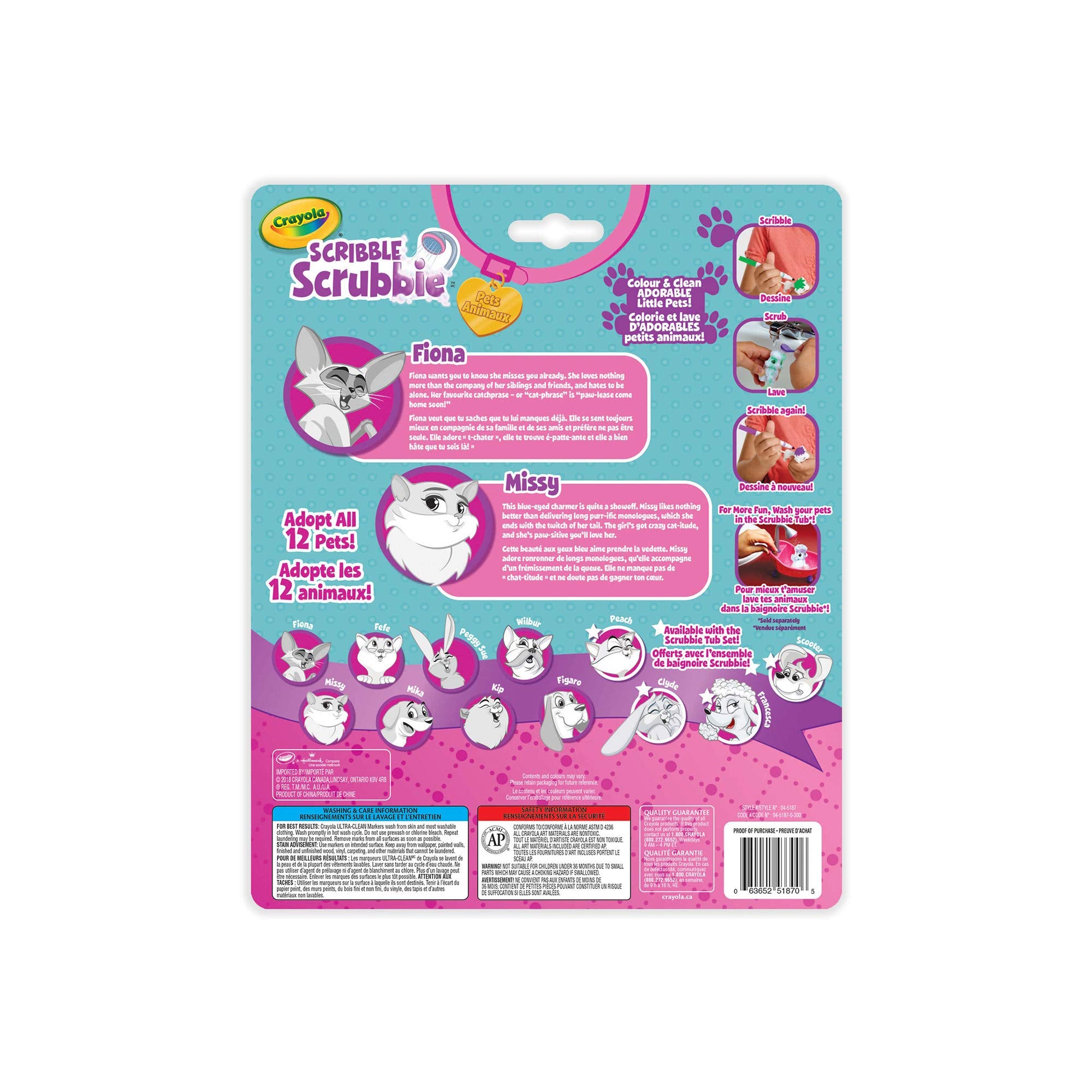 Crayola Scribble Scrubbie Peculiar Pets Tub Playset, Creative Toys