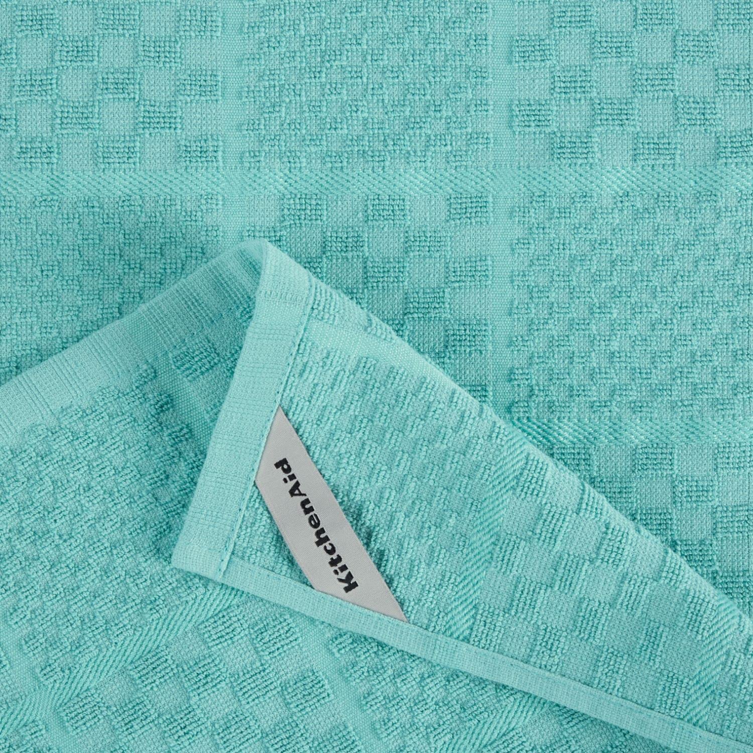 KITCHENAID Quilted Cotton Terry Cloth Oven Mitt, Pot Holder, Kitchen Towel 4-Pack Set, Heat Resistant, Silicone Grip, Gift Set, Milkshake, 16"x26", 7"x13" & 7"x10"