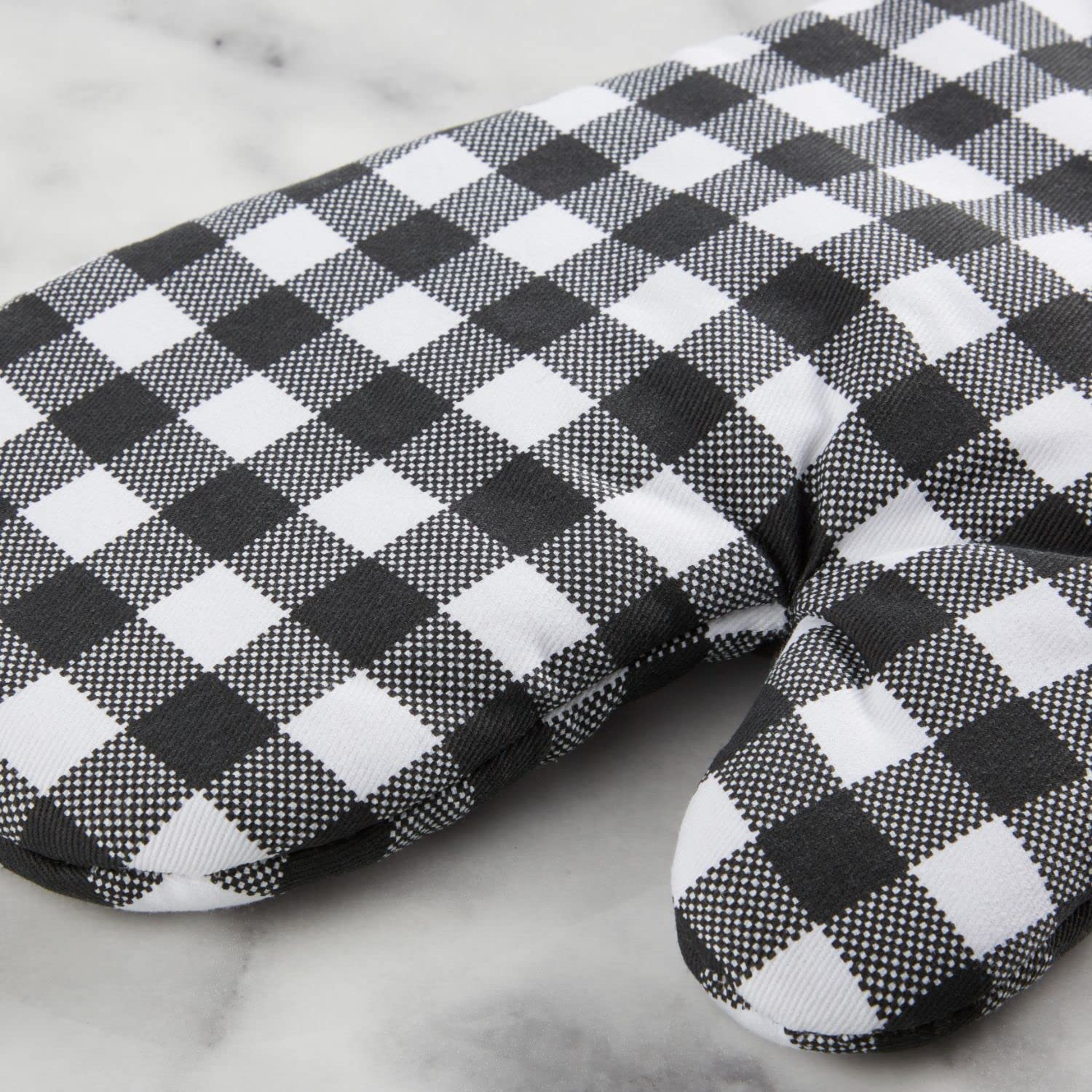 KitchenAid Gingham Oven Mitt 2-Pack Set, Milkshake, 7"x13"