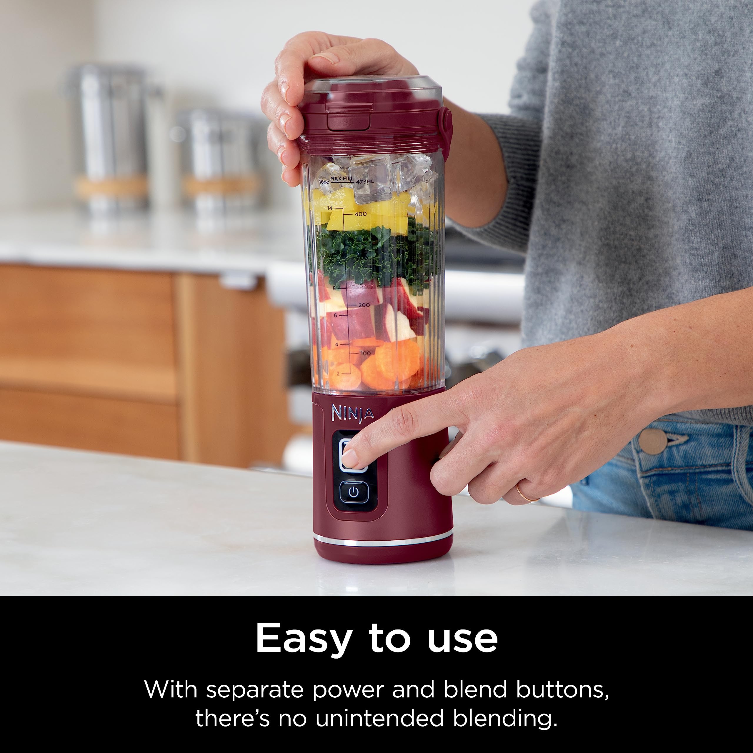 Ninja Blast Portable Blender, Cordless, 18oz. Vessel, Personal Blender For-Shakes and Smoothies, BPA Free, Leakproof-Lid and Sip Spout, USB-C Rechargeable, Dishwasher Safe Parts, Tinted Pink, BC151PK