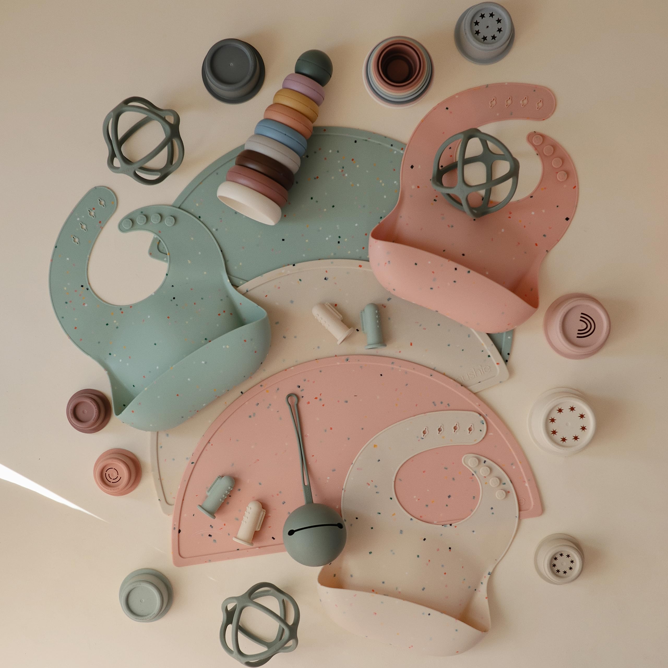 mushie Silicone Baby Bib | Adjustable Fit Waterproof Bibs (Whales)