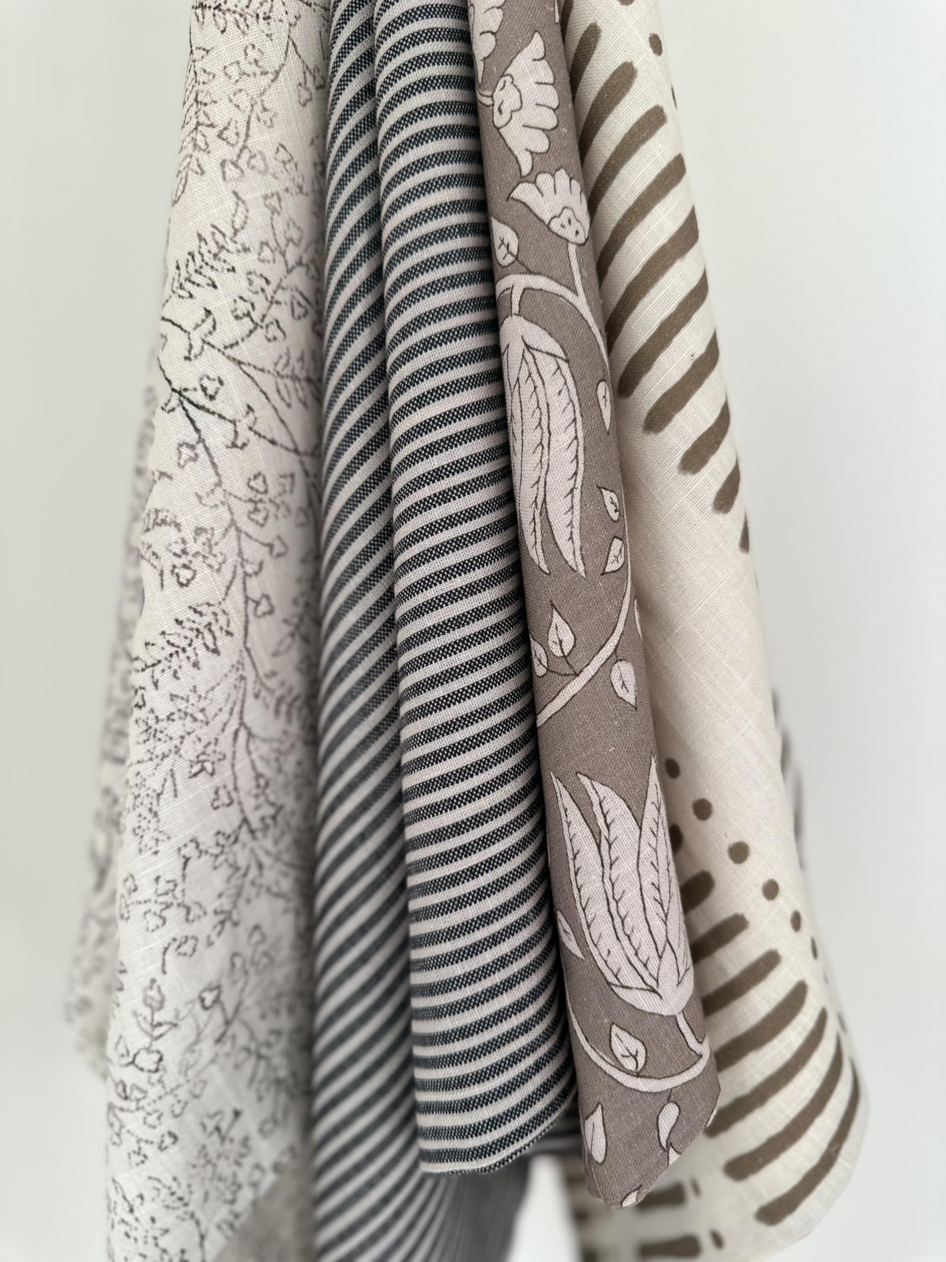 Pillow Cover 100% Linen 20 x 20 inches Double Sided Block Print with Zipper for Easy Removal Home Decor Shabby Chic Farmhouse Neutral Decorative Sofa Couch Accent (Plaid White Grey)