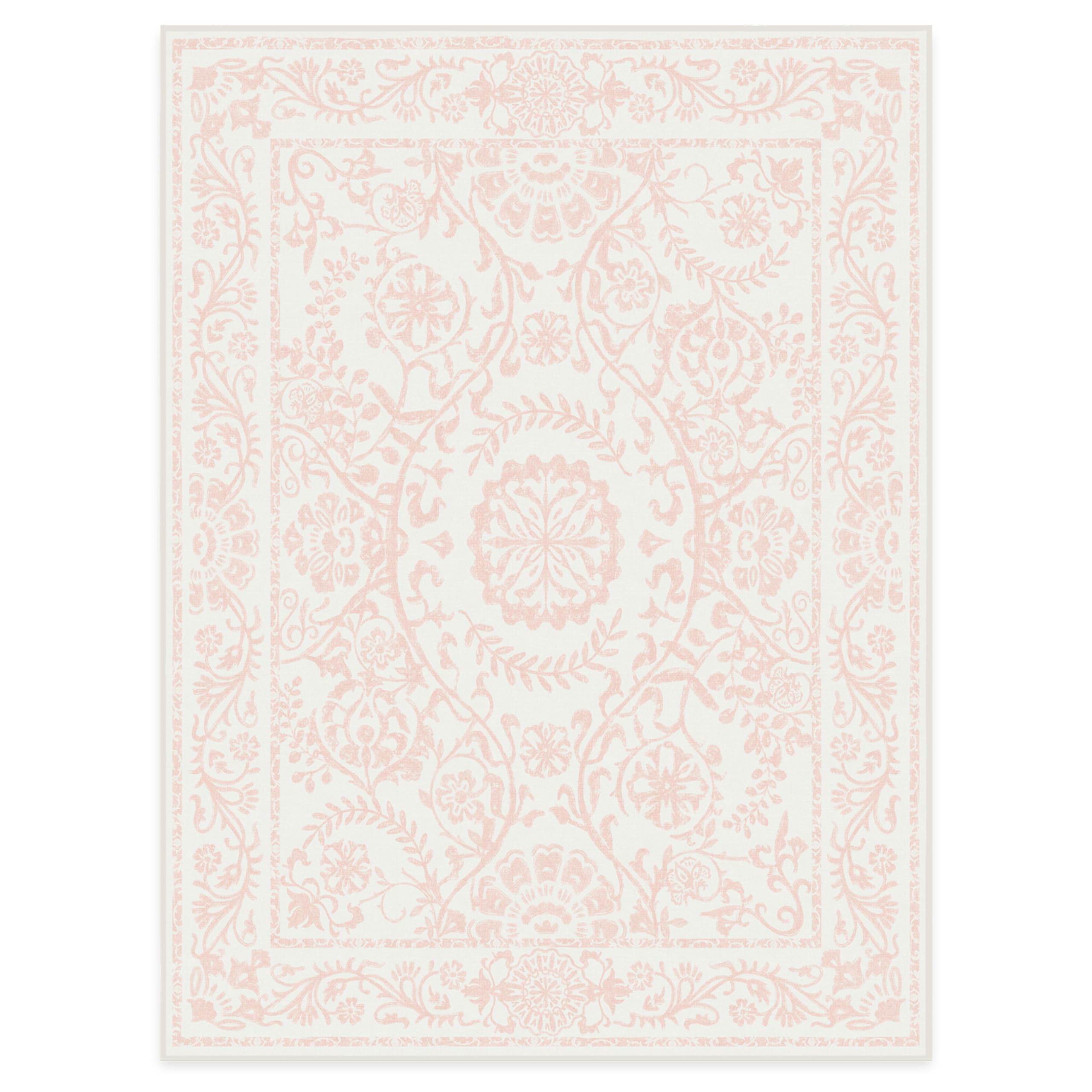 RUGGABLE Washable 2x3 Area Rug, Delphina Delft Blue, Premium Vintage Rugs for Living Room, Bedroom, Kitchen, Office, Classroom with Gripper Non Slip Pad