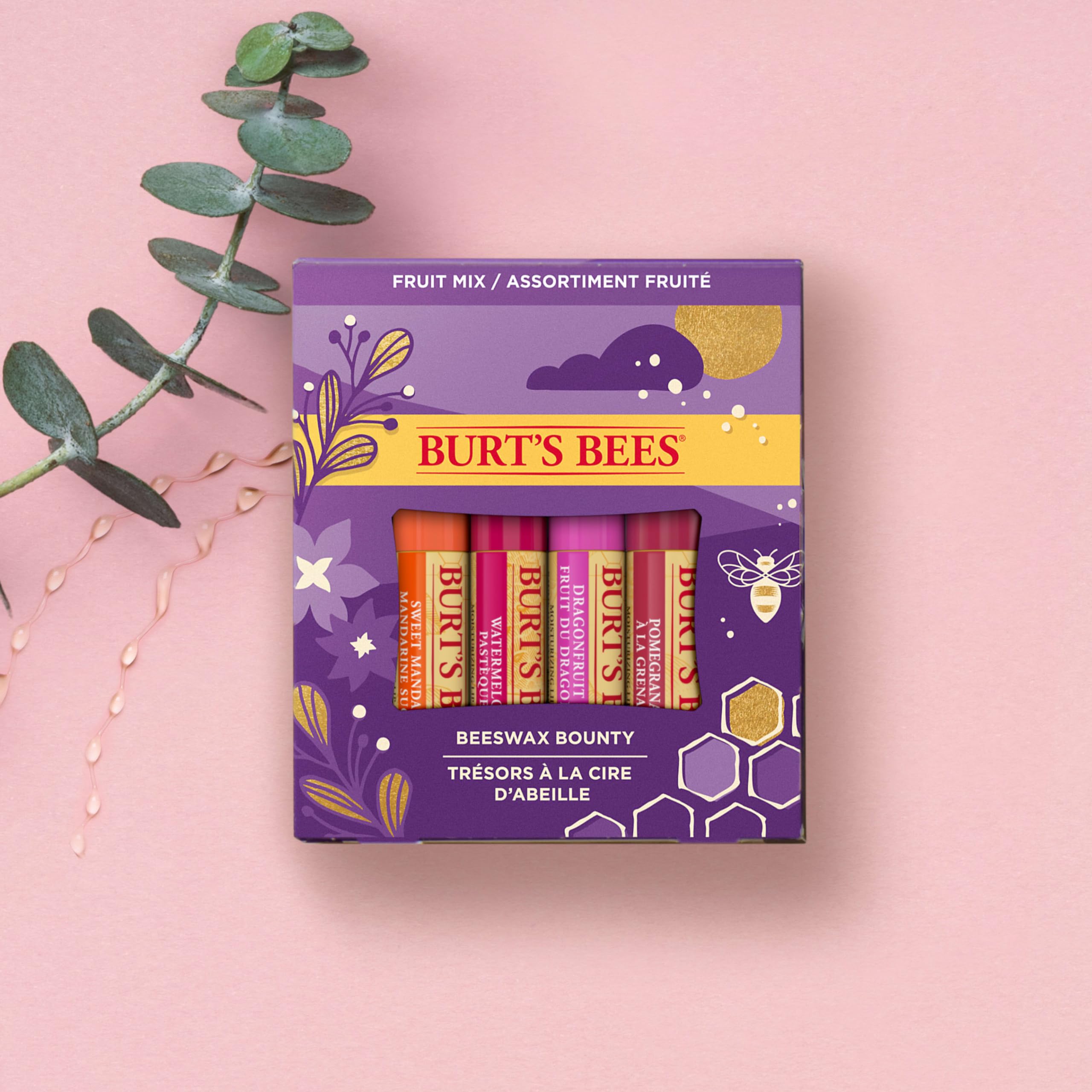 Burt’s Bees Christmas Gifts, 4 Lip Balm Stocking Stuffers Products, Beeswax Bounty Classic Set - Original Beeswax Moisturizing Lip Balm (4-Pack)