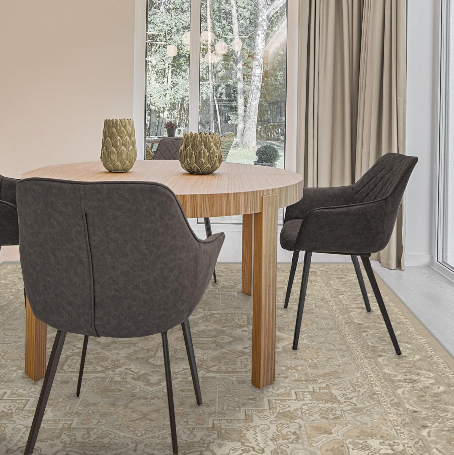 RUGGABLE Hendesi Heriz Washable Rug - Perfect Antique Vintage Area Rug for Living Room Bedroom Kitchen - Pet & Child Friendly - Stain & Water Resistant, Non-Slip - Abalone 2&