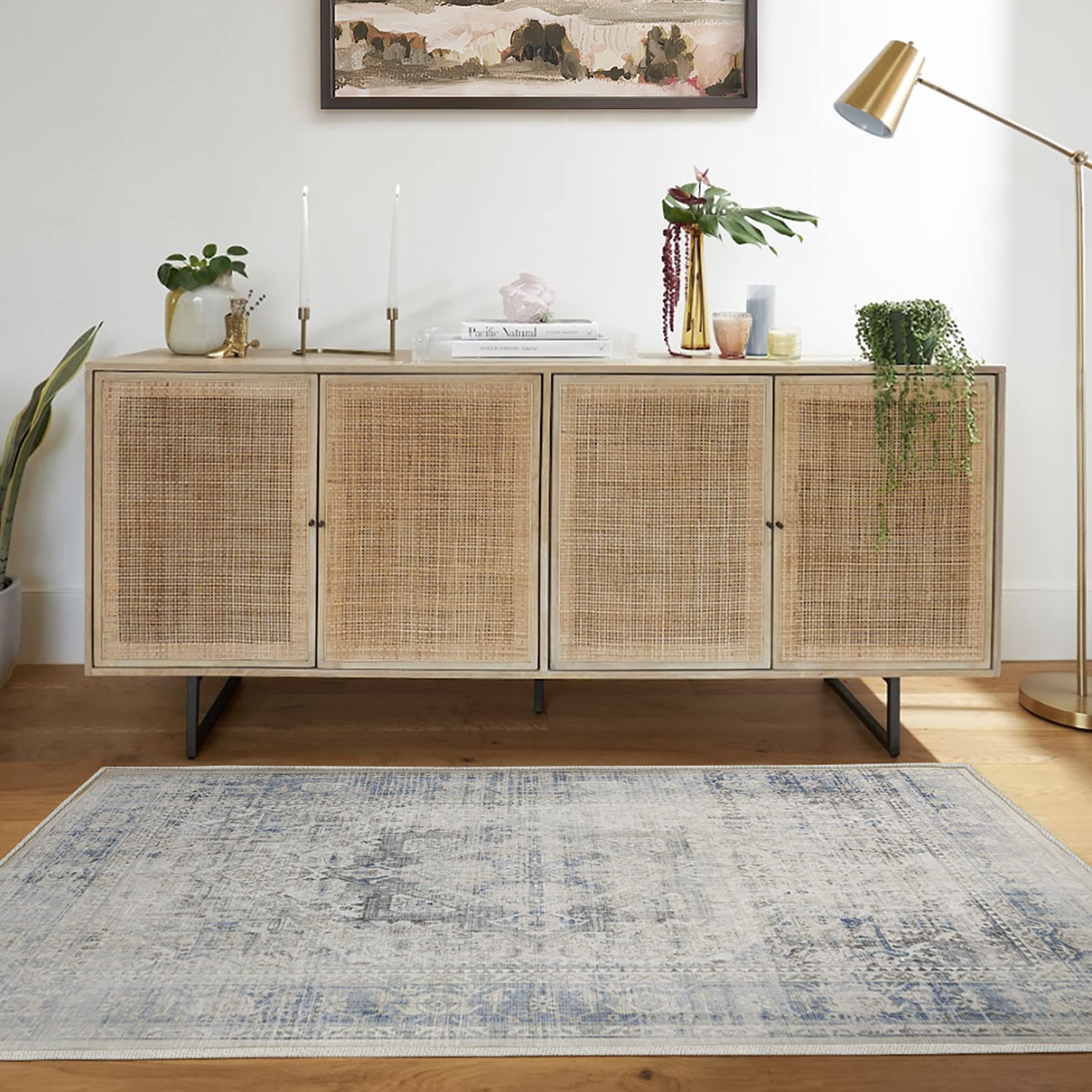 RUGGABLE Kamran Washable Rug - Perfect Vintage Area Rug for Living Room Bedroom Kitchen - Pet & Child Friendly - Stain & Water Resistant - Hazel 5&
