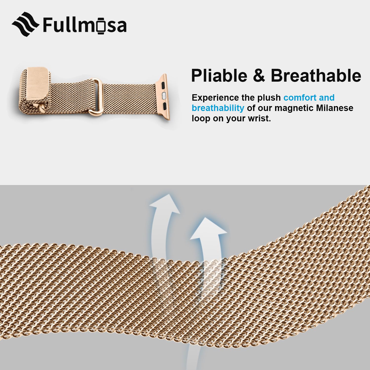 Fullmosa Compatible with Apple Watch Band 49mm 46mm 45mm 44mm 42mm 41mm 40mm 38mm Women Men, Stainless Steel Milanese Loop Replacement iWatch Bands Ultra 2/1 Series 10 9 8 7 6 5 4 3 2 1 SE