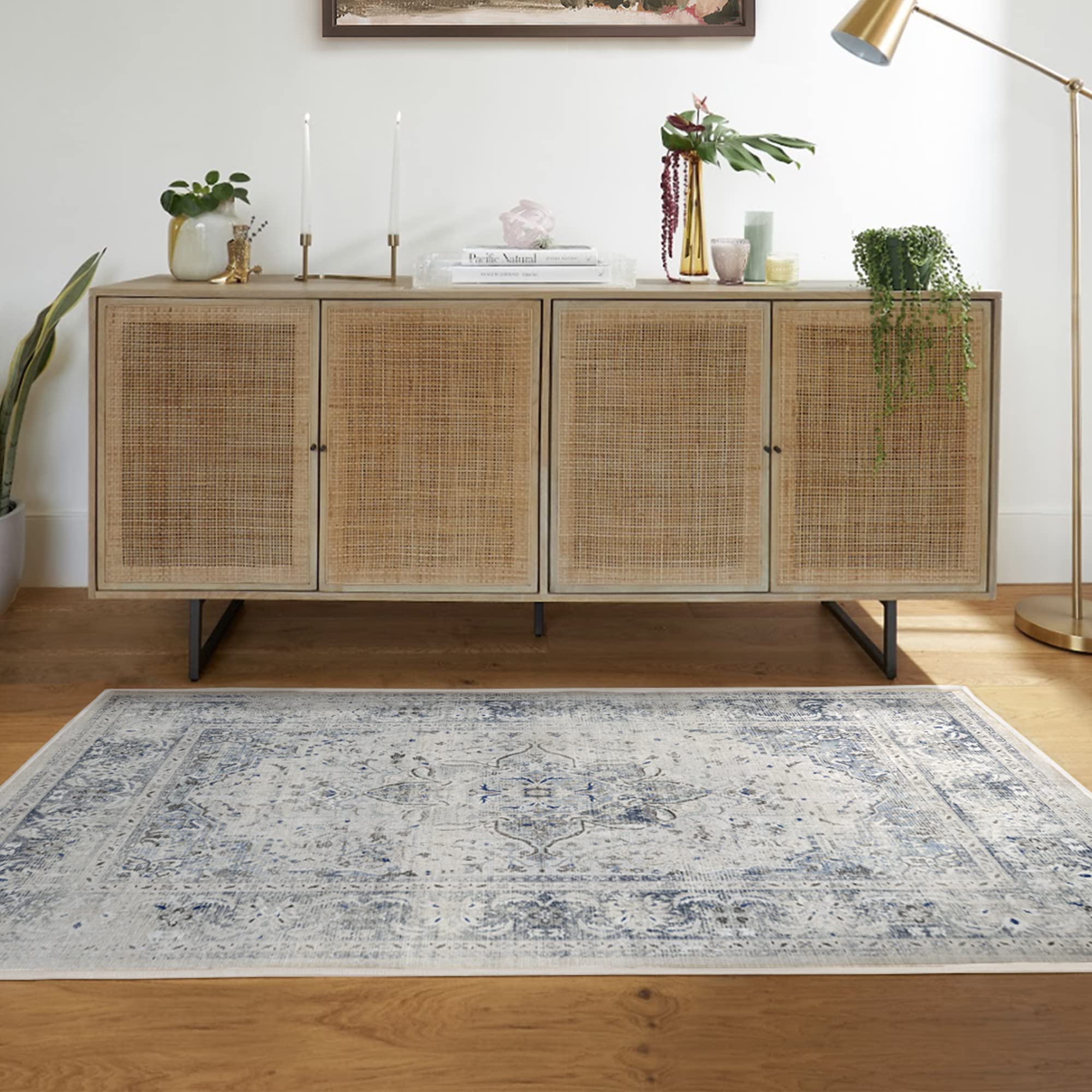 RUGGABLE – Sarrah Blue Quartz – Machine Washable Runner Rug – Pet & Child Friendly – Stain & Water Resistant – Non-Slip – 2.5&