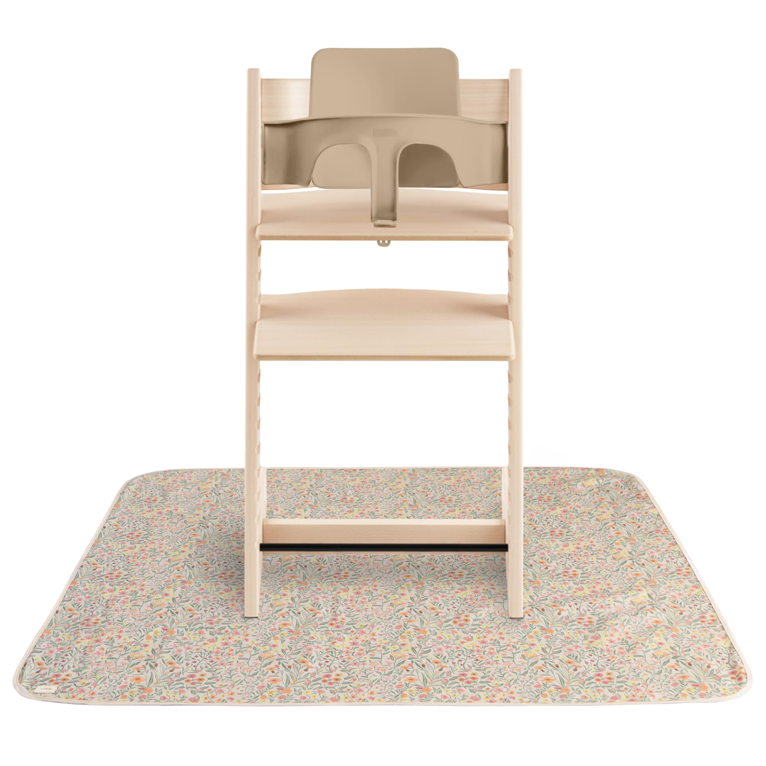 mushie Baby Splat Mat 42.5x42.5 Inch (Fog) | Water Resistant for Under High Chair and Infant Play