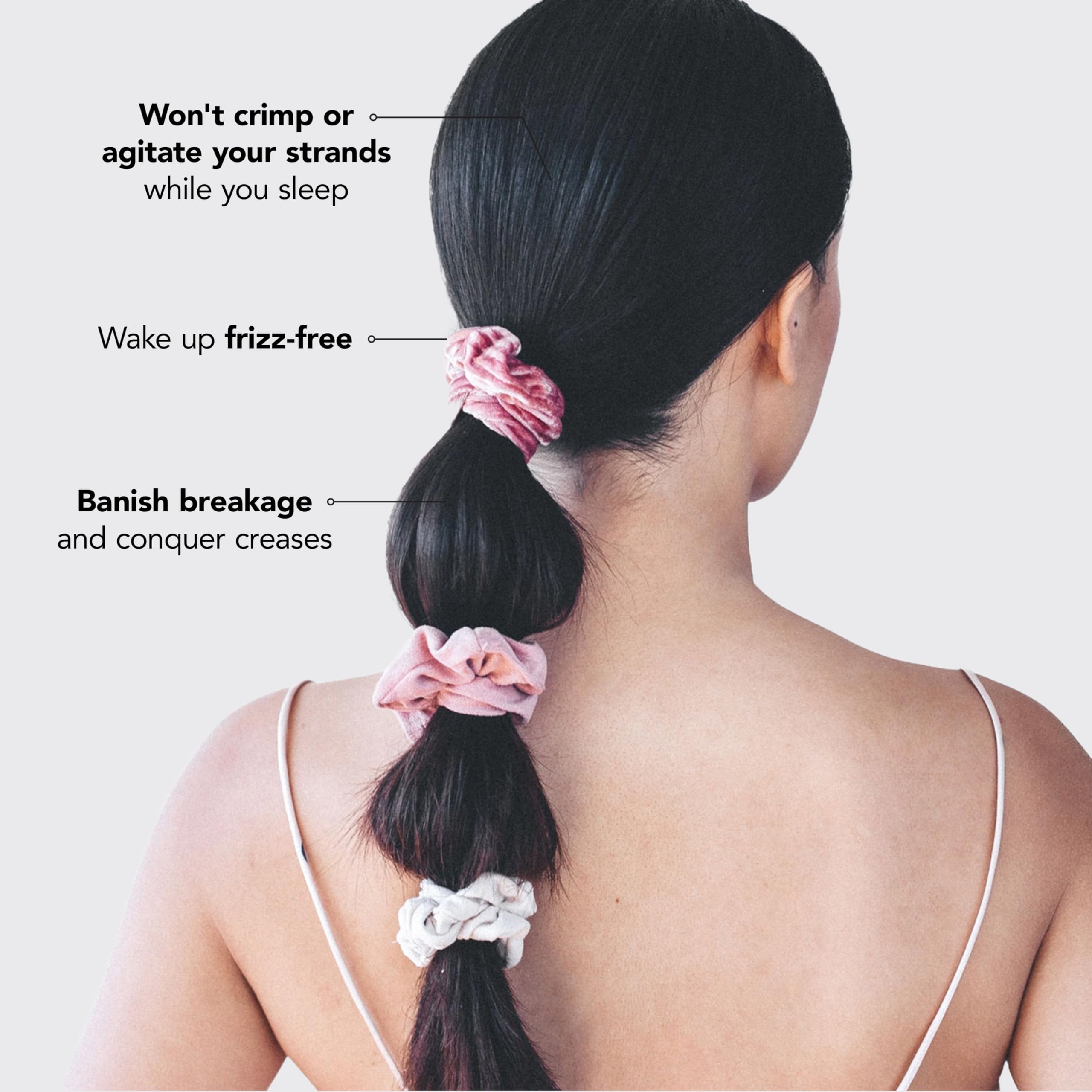 Kitsch 5 Count Velvet Hair Scrunchies for Women - Hair Ties for Thick Hair, Girls, Women, Cute Scrunchies, Soft Hair Accessories, Blush/Mauve