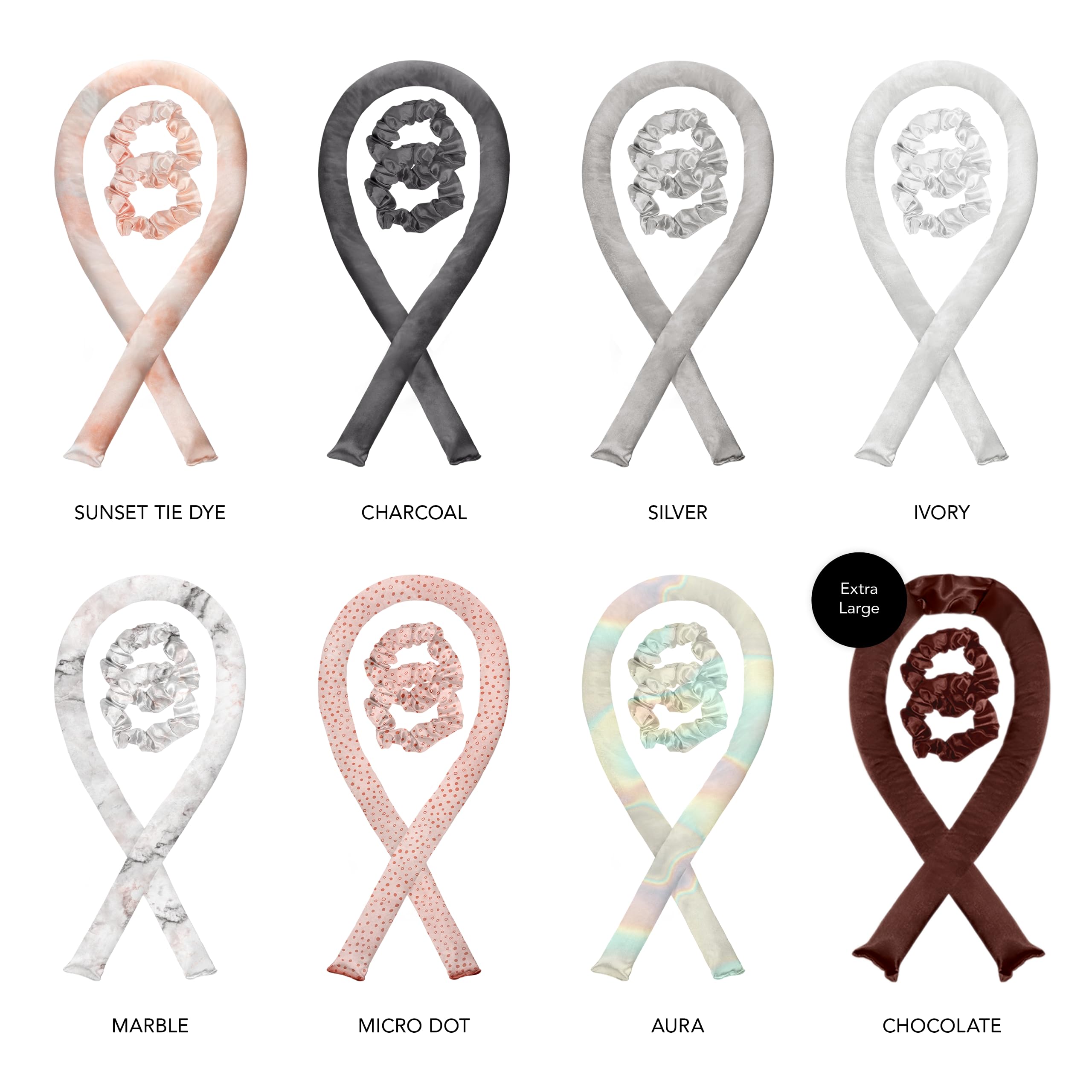 Kitsch Satin Heatless Curling Set for No-Heat Soft Curls | Overnight Hair Curlers & Curling Rod Headband, Frizz-Free Styling | Gentle Rollers for All Hair Types - 1 Pack (Charcoal)