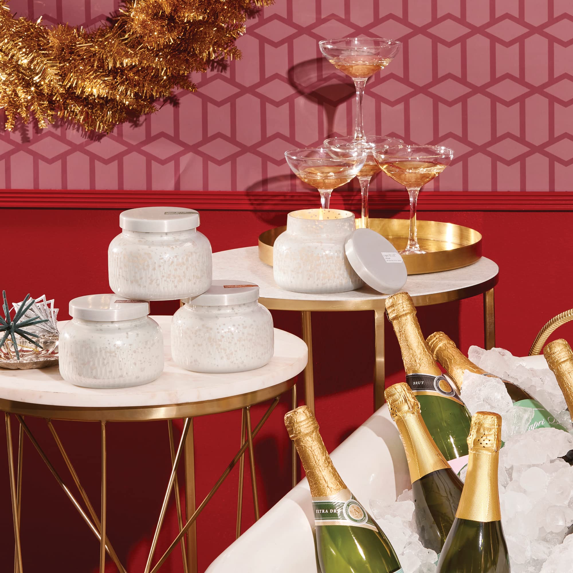 Capri Blue Holiday Mercury Jar Candle - Soy Candle Blend - Fall Candles for Home Scented with Frosted Fir, Snowy Woods, Pine & Sage - Pine Candle for Holiday Decor - Signature (Crystal Pine, 19 oz)