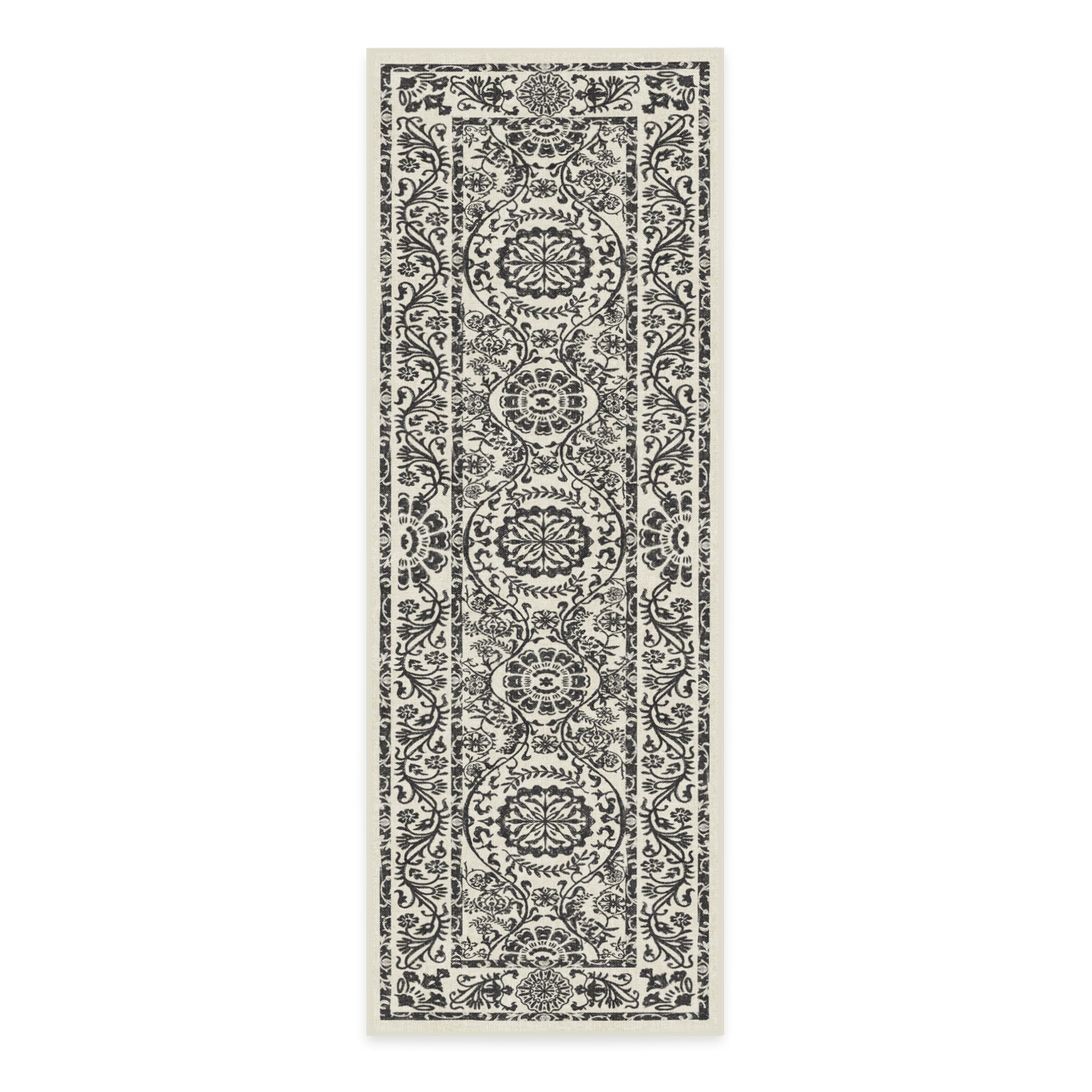 RUGGABLE Washable 2x3 Area Rug, Delphina Delft Blue, Premium Vintage Rugs for Living Room, Bedroom, Kitchen, Office, Classroom with Gripper Non Slip Pad