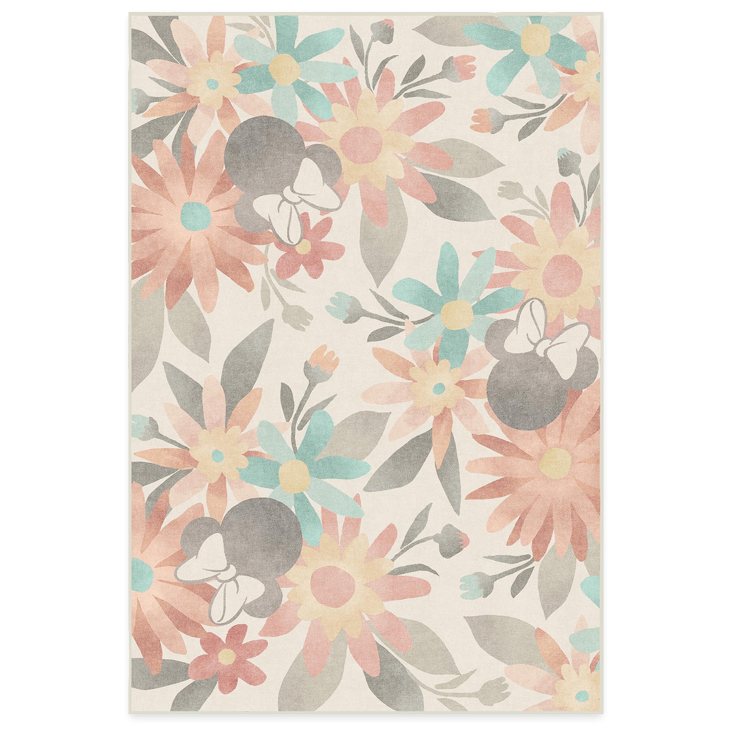 RUGGABLE Disney Classic Minnie Mouse Washable Rug - Perfect Area Rug for Nursery Playroom Kids Room - Pet & Child Friendly - Stain & Water Resistant - Trellis Pink 5&