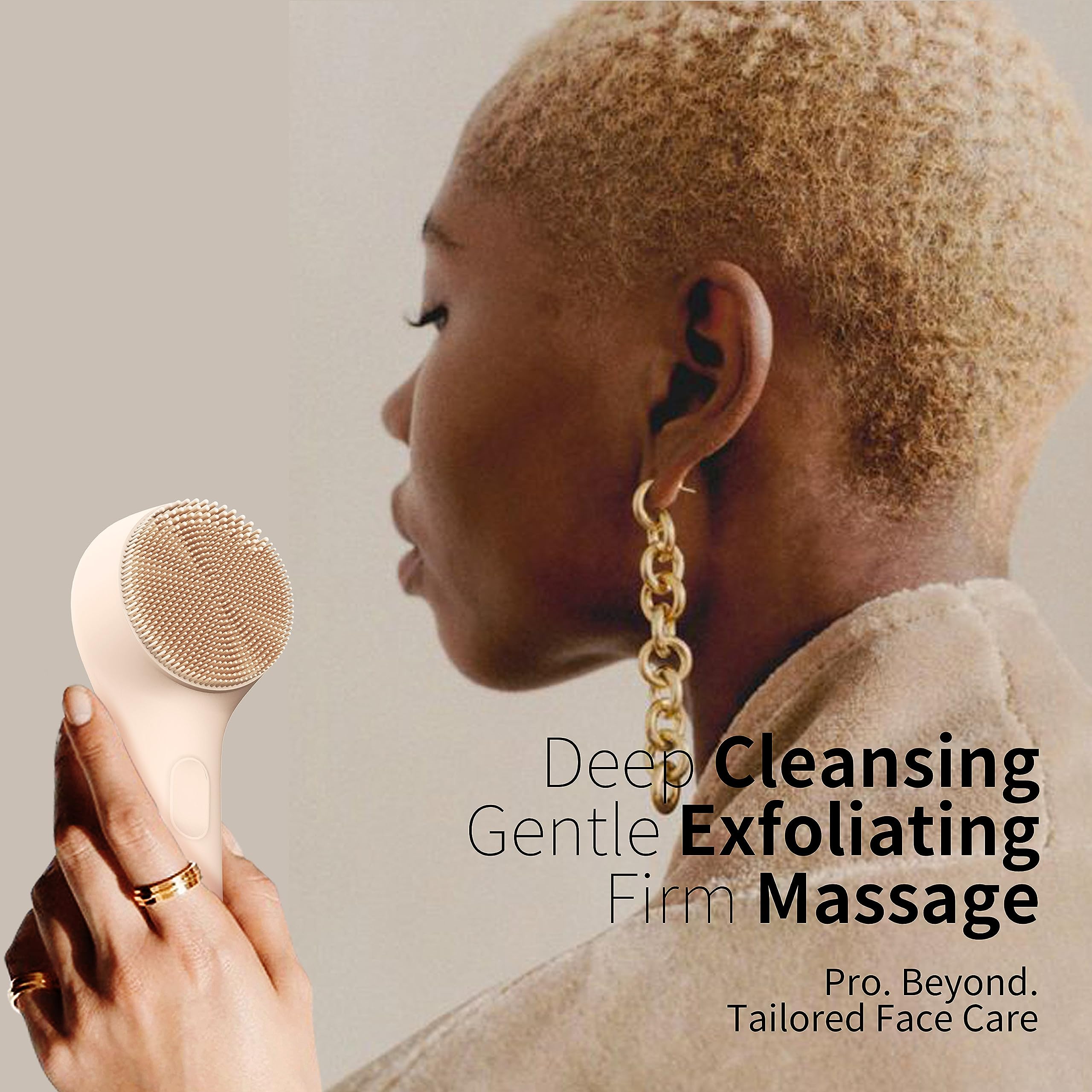 Silicone Face Scrubber, NågraCoola CLIE 2.0 Facial Cleansing Brush, Rechargeable, Waterproof Face Scrub Brush for Cleansing, Exfoliating, Massaging, Electric Facial Exfoliator for Women and Men - Oat