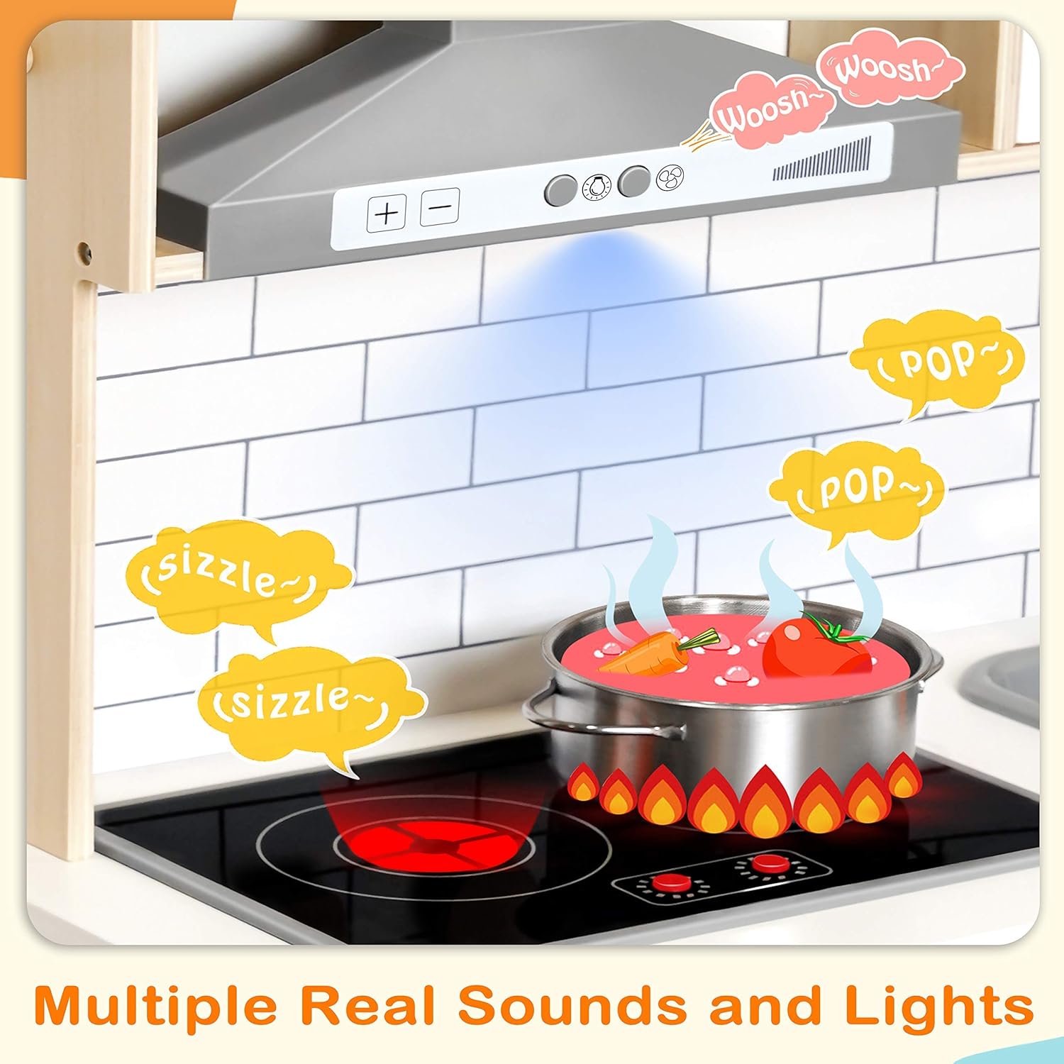 Play-Kitchen-for-Kids with 18 Pcs Toy Food & Kids Coffee Maker Wooden Kitchen Toys - 17Pcs Toy Coffee Maker Playset
