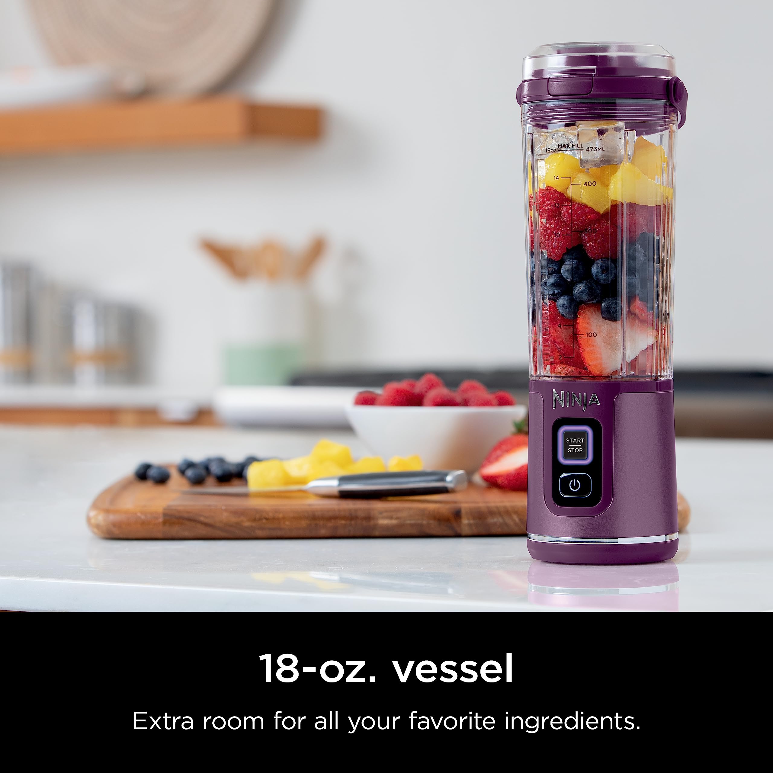 Ninja Blast Portable Blender, Cordless, 18oz. Vessel, Personal Blender For-Shakes and Smoothies, BPA Free, Leakproof-Lid and Sip Spout, USB-C Rechargeable, Dishwasher Safe Parts, Tinted Pink, BC151PK