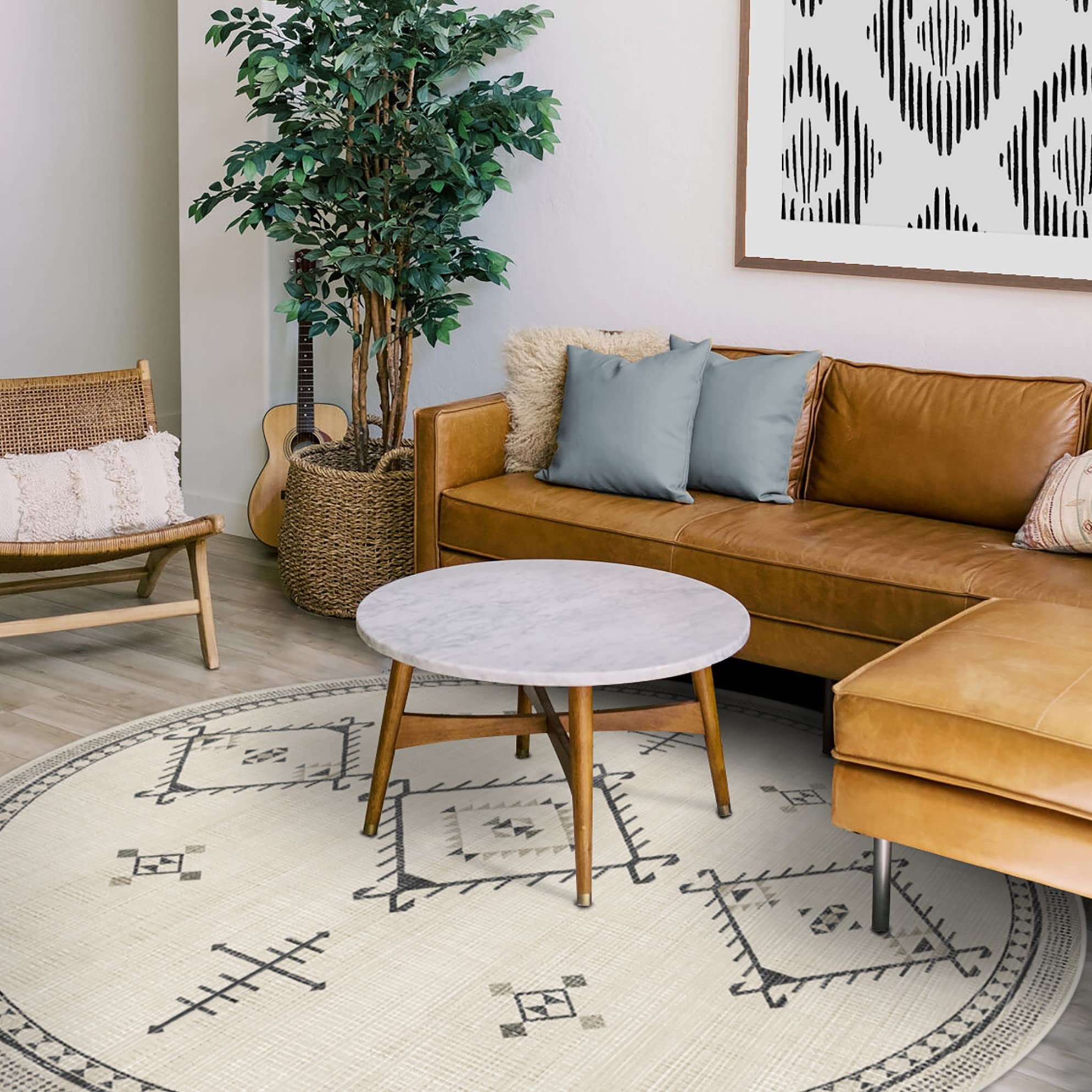 RUGGABLE Damali Runner Rug - Perfect Boho Washable Rug for Entryway Hallway Kitchen - Pet & Child Friendly - Non-Toxic - Stain & Water Resistant - Black & White 2.5&