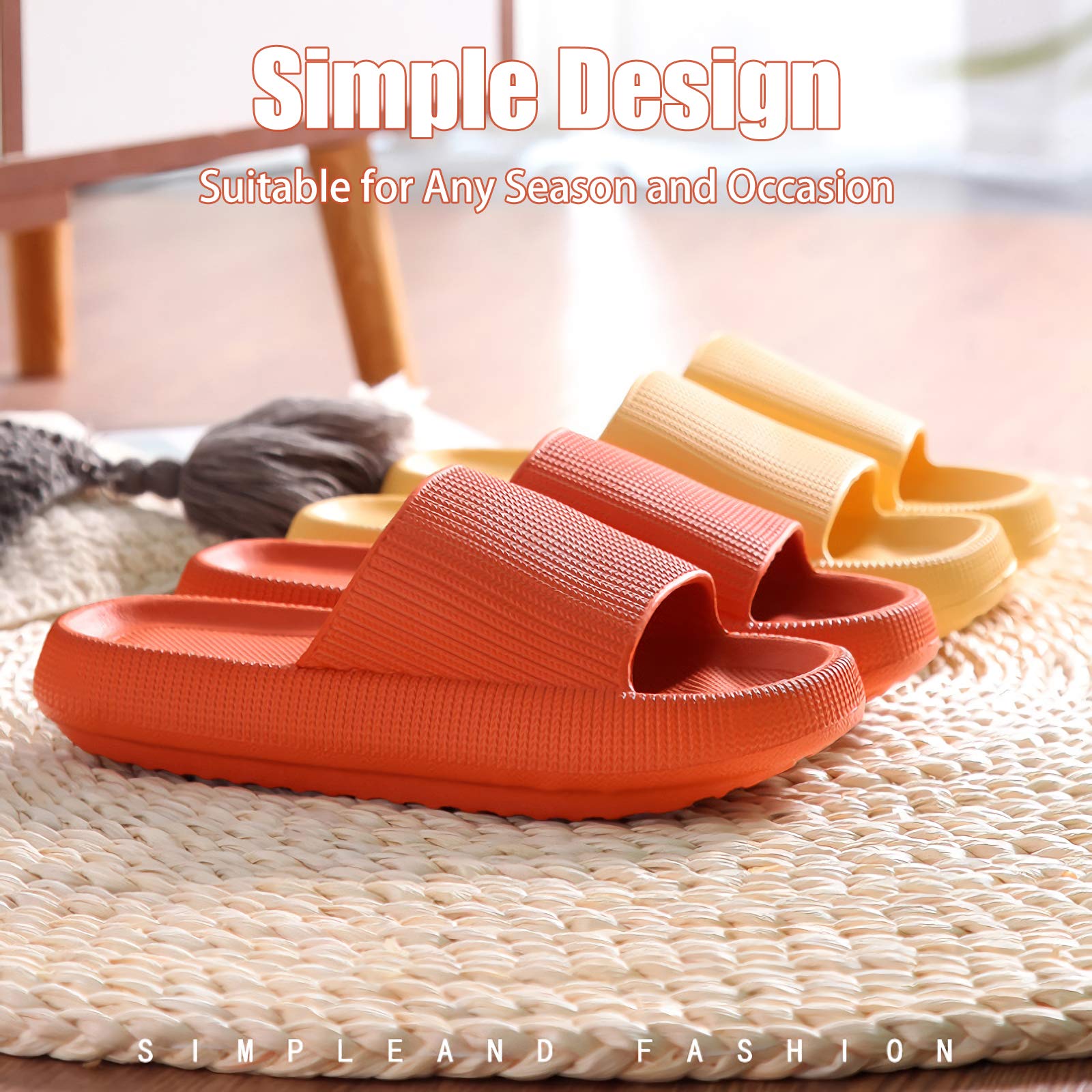 rosyclo Cloud Slippers for Women and Men, Pillow House Slippers Shower Shoes Indoor Slides Bathroom Sandals, Ultimate Comfort, Lightweight, Thick Sole, Non-Slip, Easy to Clean