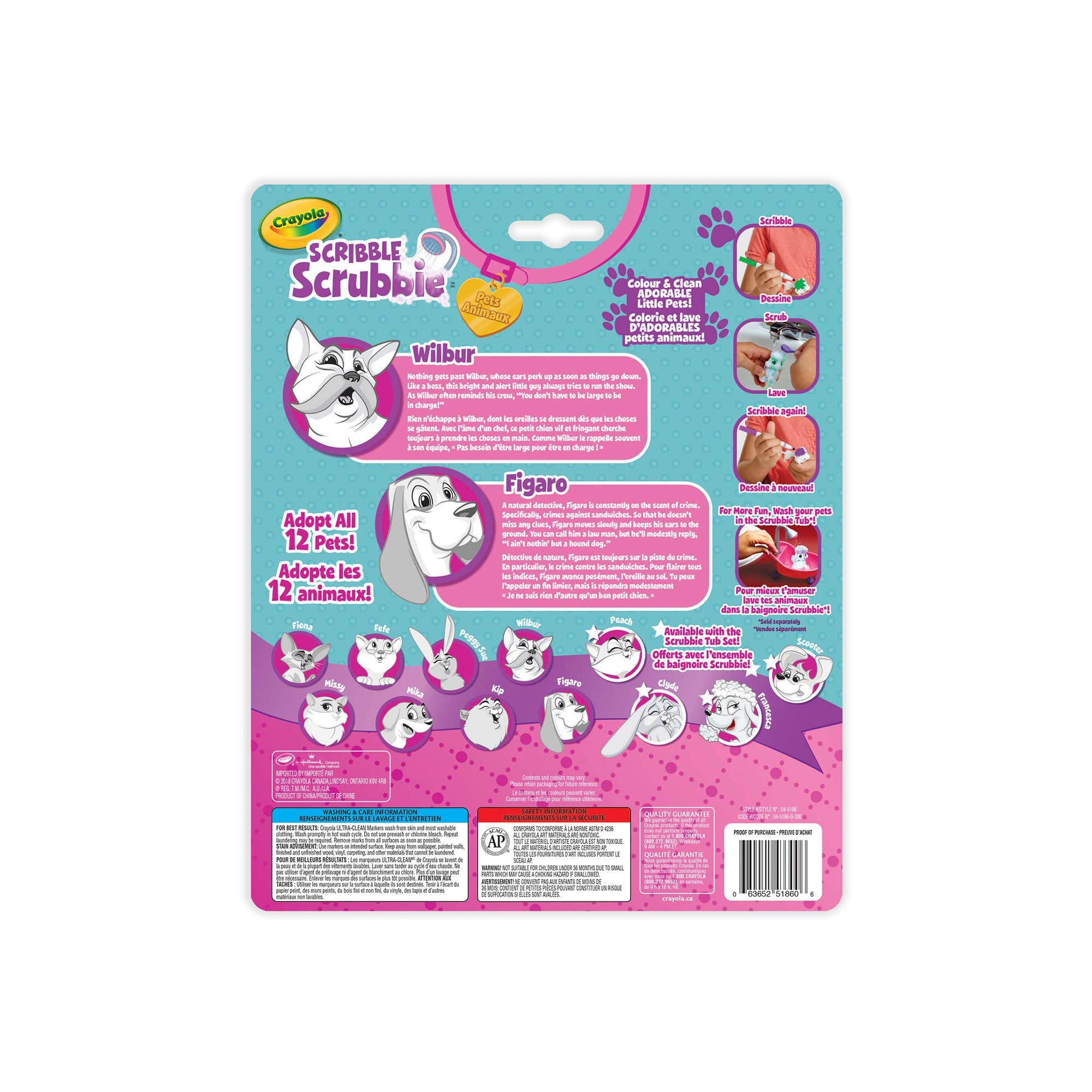 Crayola Scribble Scrubbie Peculiar Pets Tub Playset, Creative Toys