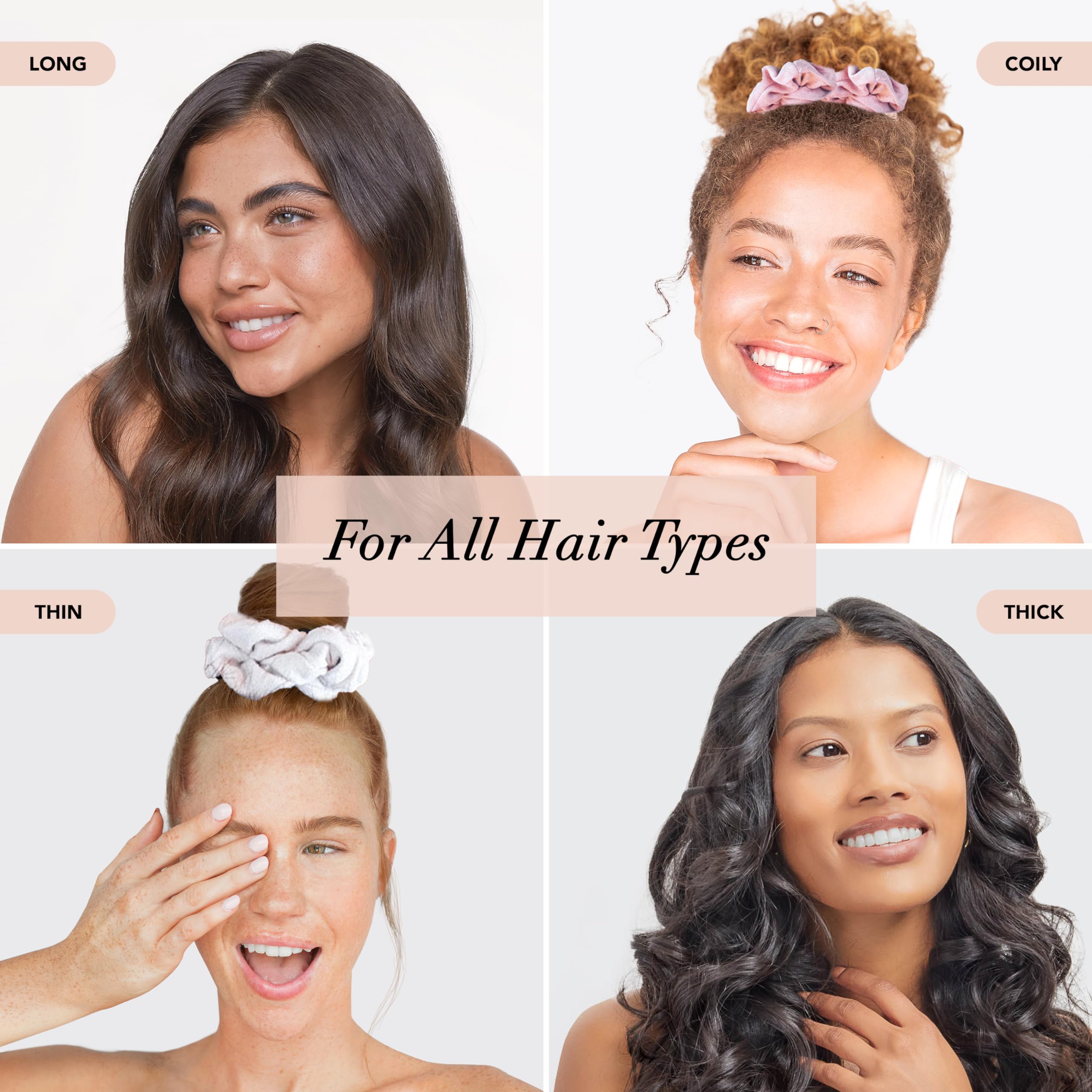 Kitsch 5 Count Velvet Hair Scrunchies for Women - Hair Ties for Thick Hair, Girls, Women, Cute Scrunchies, Soft Hair Accessories, Blush/Mauve