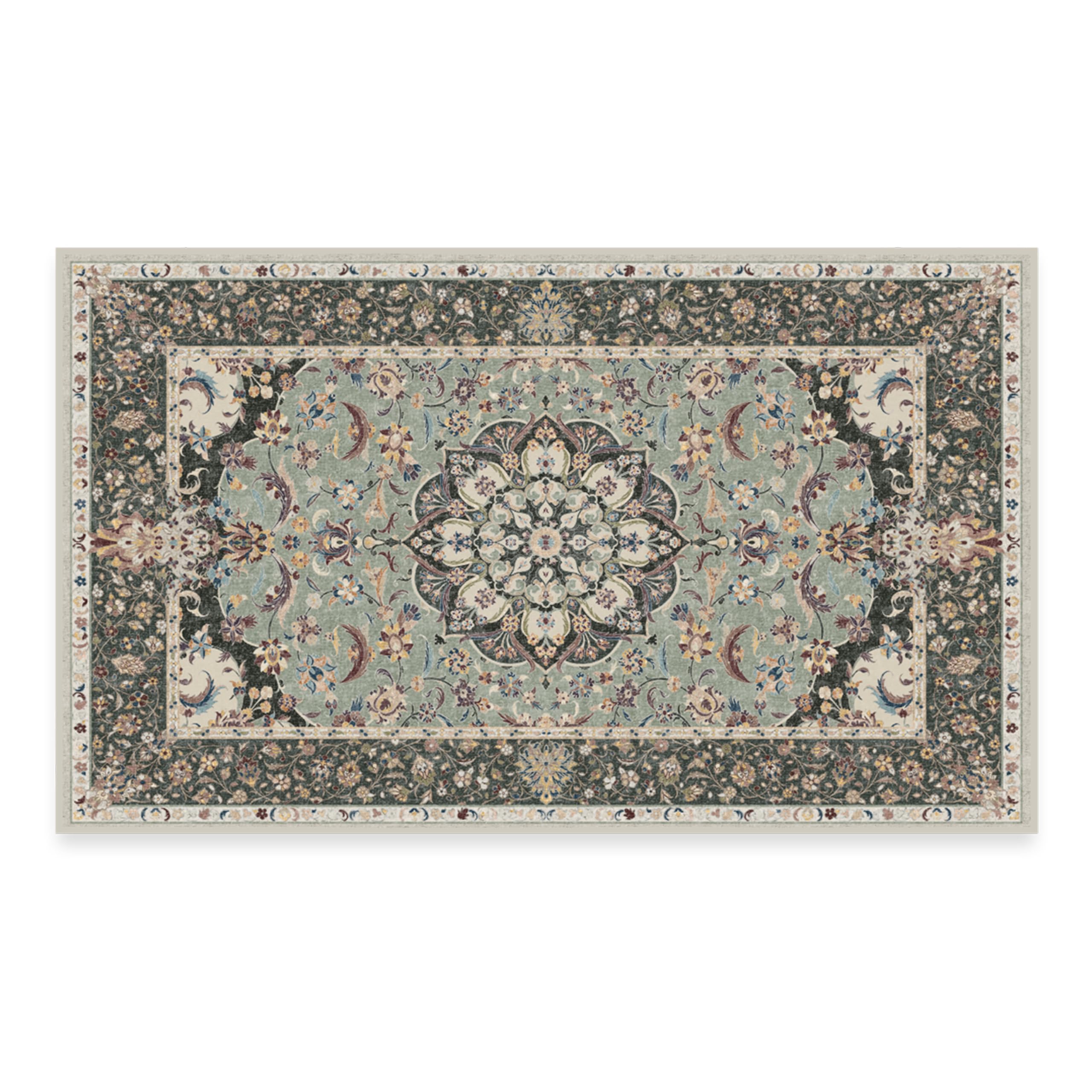 RUGGABLE Sima Washable Rug - Perfect Vintage Area Rug for Living Room Bedroom Kitchen - Pet & Child Friendly - Stain & Water Resistant - Royal Blue 2&