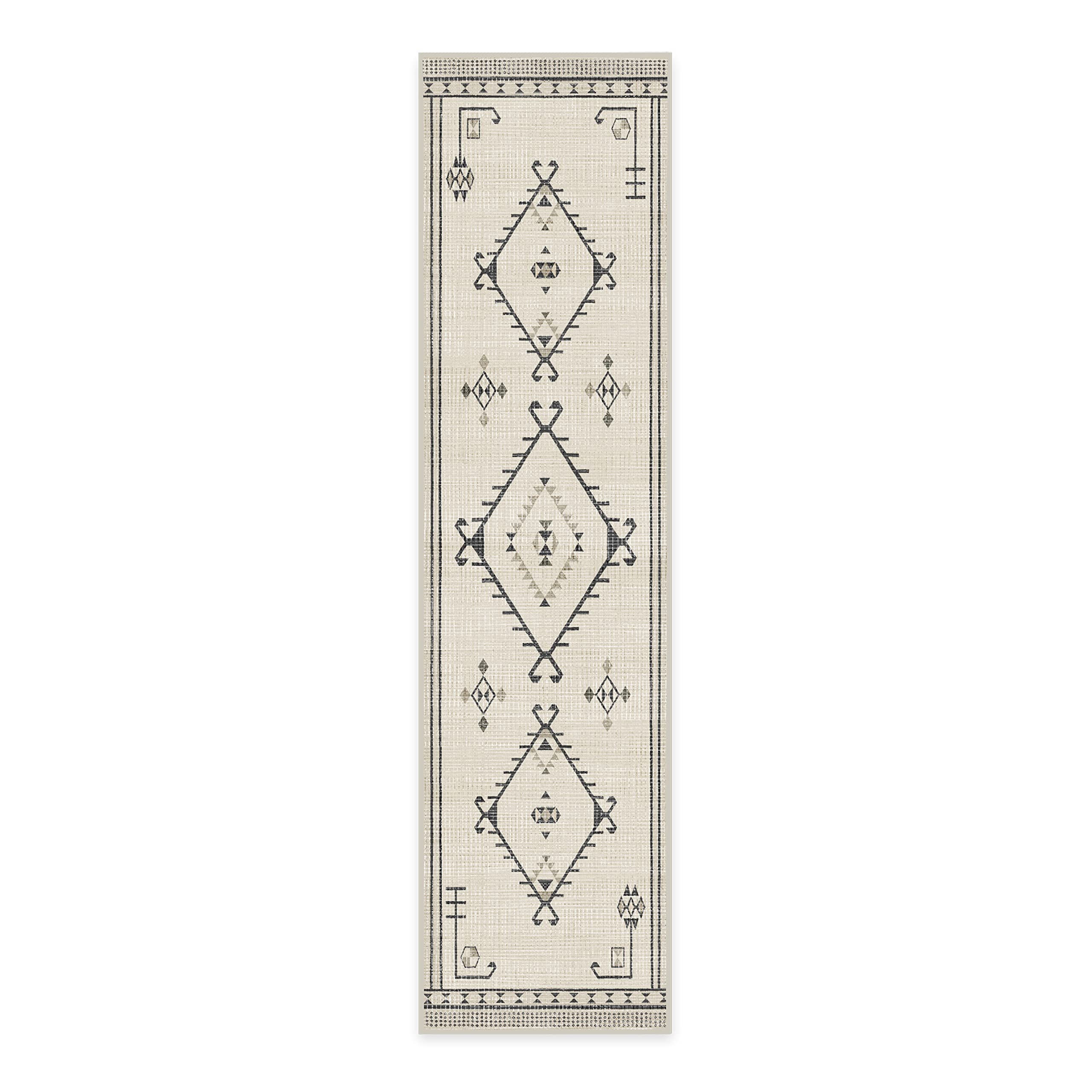 RUGGABLE Damali Runner Rug - Perfect Boho Washable Rug for Entryway Hallway Kitchen - Pet & Child Friendly - Non-Toxic - Stain & Water Resistant - Black & White 2.5&