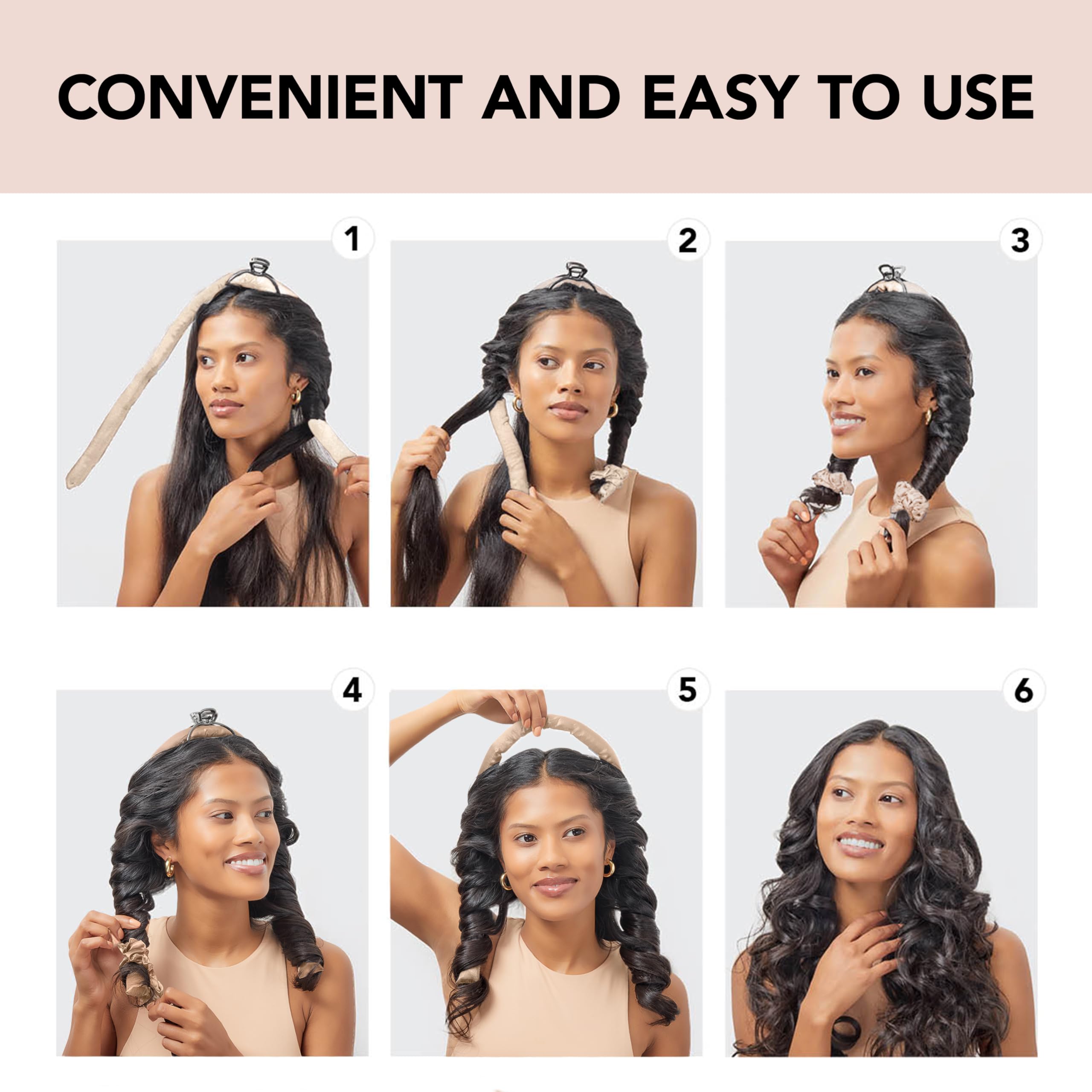 Kitsch Satin Heatless Curling Set for No-Heat Soft Curls | Overnight Hair Curlers & Curling Rod Headband, Frizz-Free Styling | Gentle Rollers for All Hair Types - 1 Pack (Charcoal)