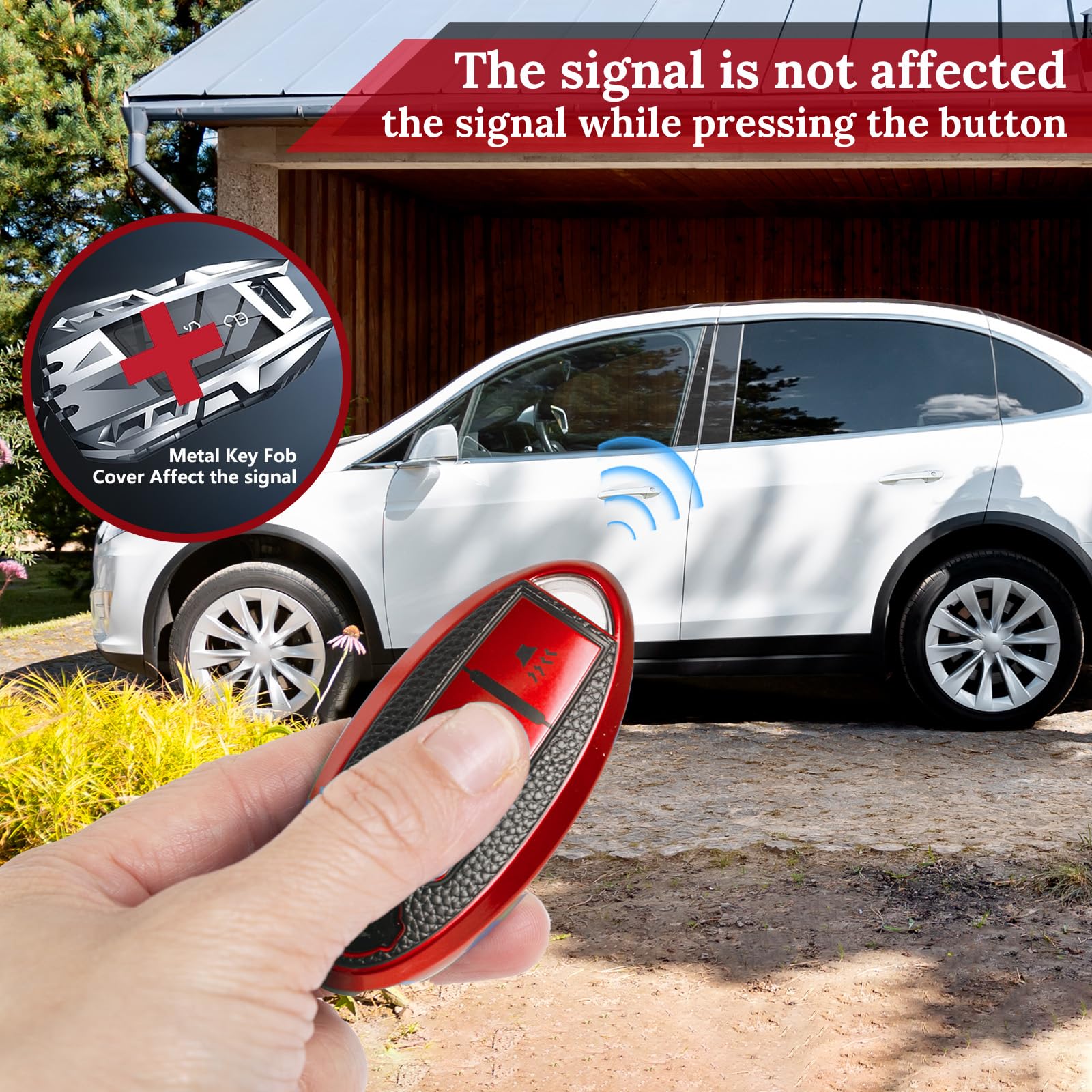 Cadillac Key Fob Cover with Metal Braided Rope Keychain, Upgraded Soft Key Case for 2015-2019 Escalade CTS SRX XT5 ATS STS CT6 (5 Button) (Gold Edge)