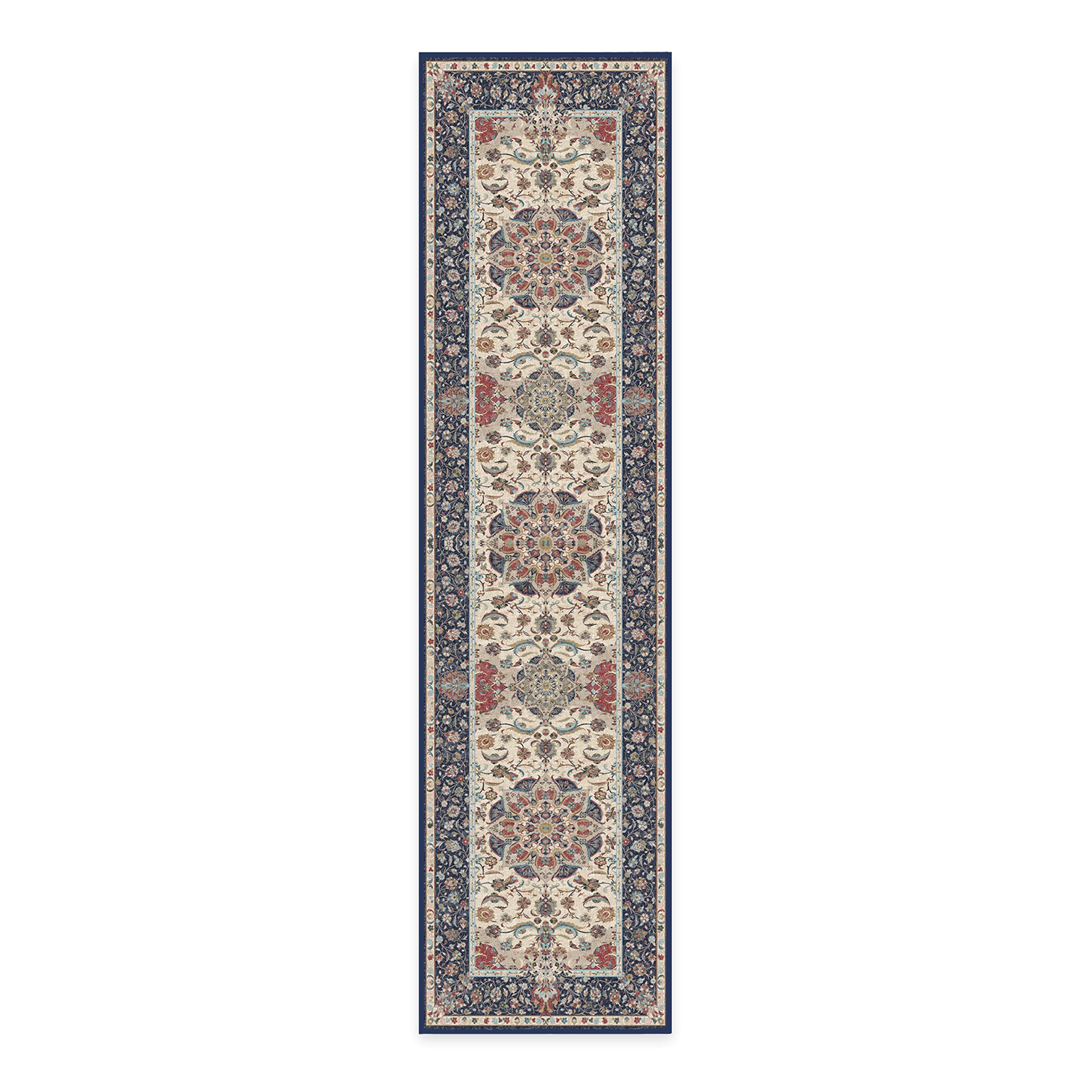 RUGGABLE Sima Washable Rug - Perfect Vintage Area Rug for Living Room Bedroom Kitchen - Pet & Child Friendly - Stain & Water Resistant - Royal Blue 2&