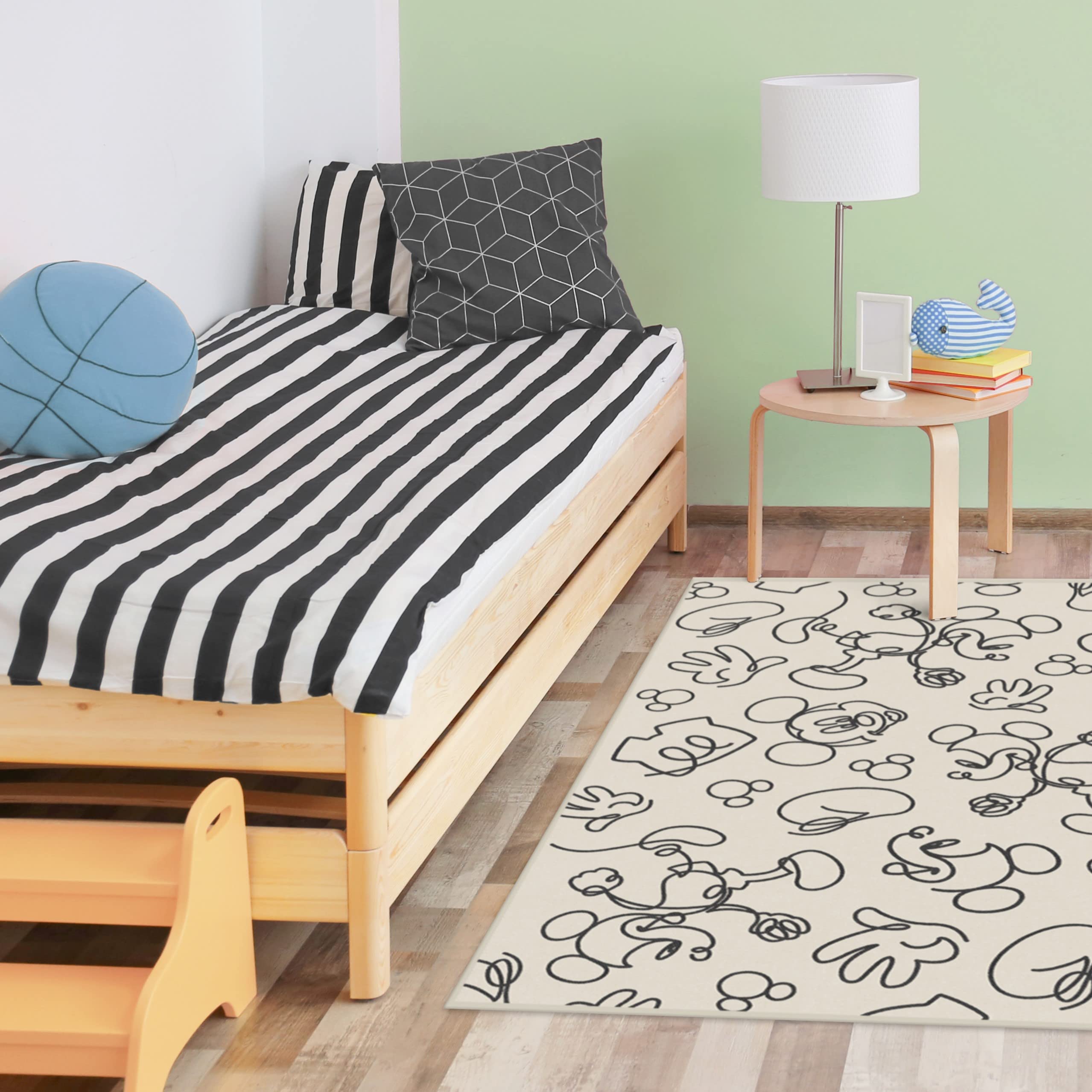 RUGGABLE Disney Classic Minnie Mouse Washable Rug - Perfect Area Rug for Nursery Playroom Kids Room - Pet & Child Friendly - Stain & Water Resistant - Trellis Pink 5&