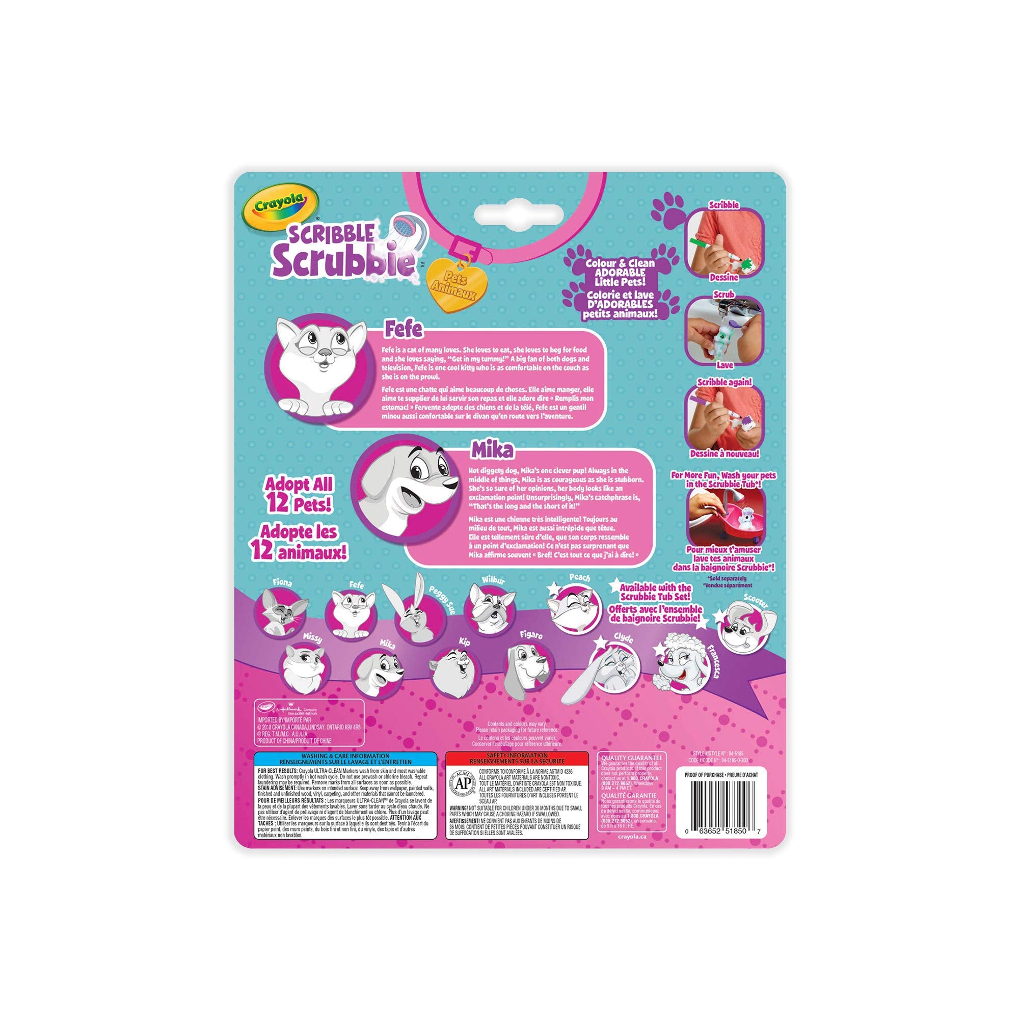Crayola Scribble Scrubbie Peculiar Pets Tub Playset, Creative Toys