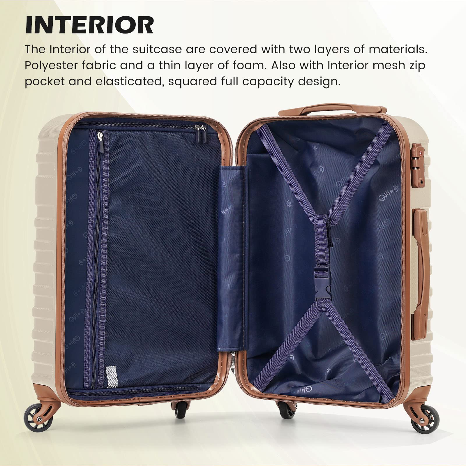 Coolife Suitcase Set 3 Piece Carry On Hardside Luggage with TSA Lock Spinner Wheels (White, S(20in))