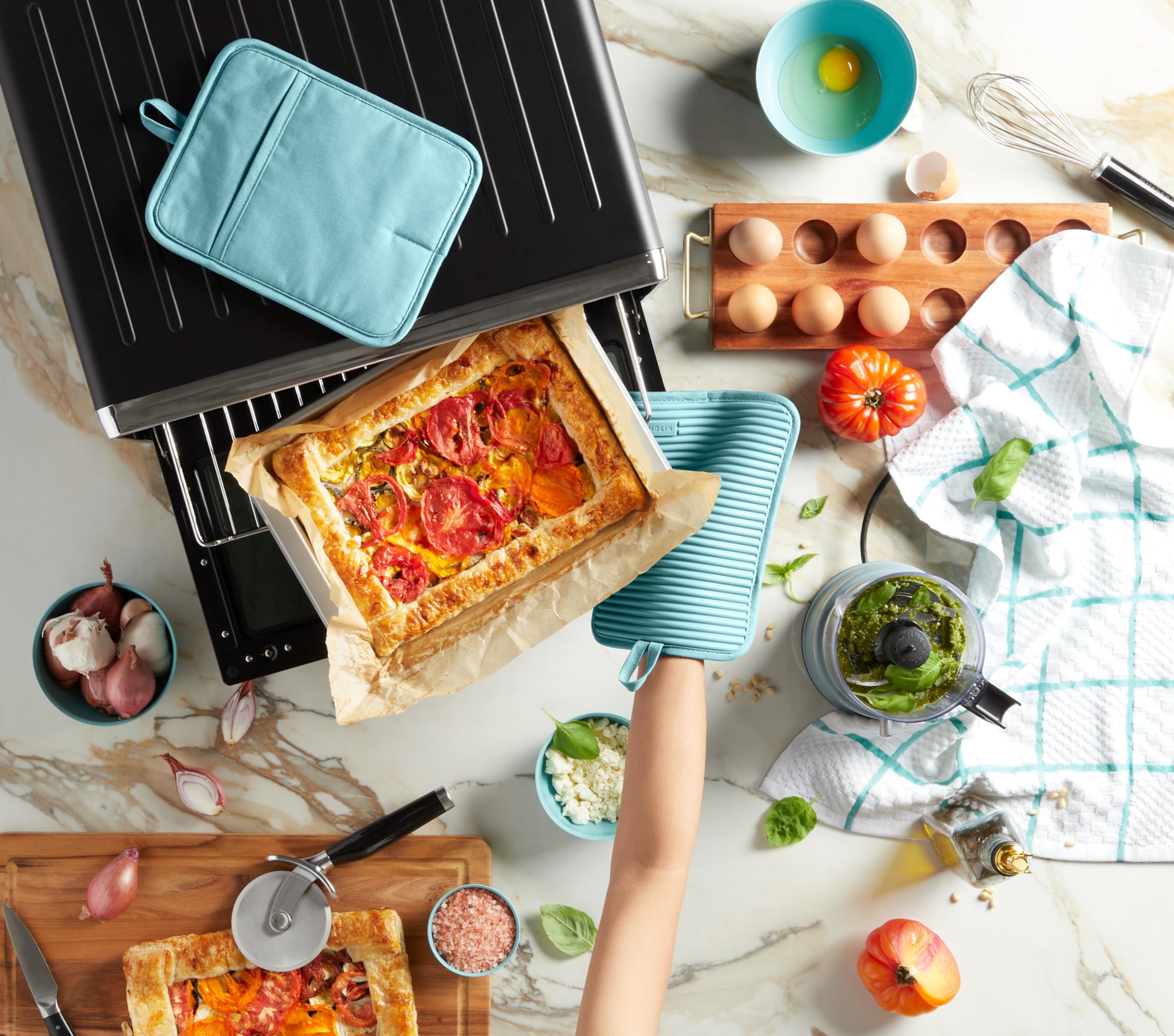 KitchenAid Ribbed Soft Silicone Water Resistant Pot Holder Set, Milkshake , 2 Piece Set, 7"x9"