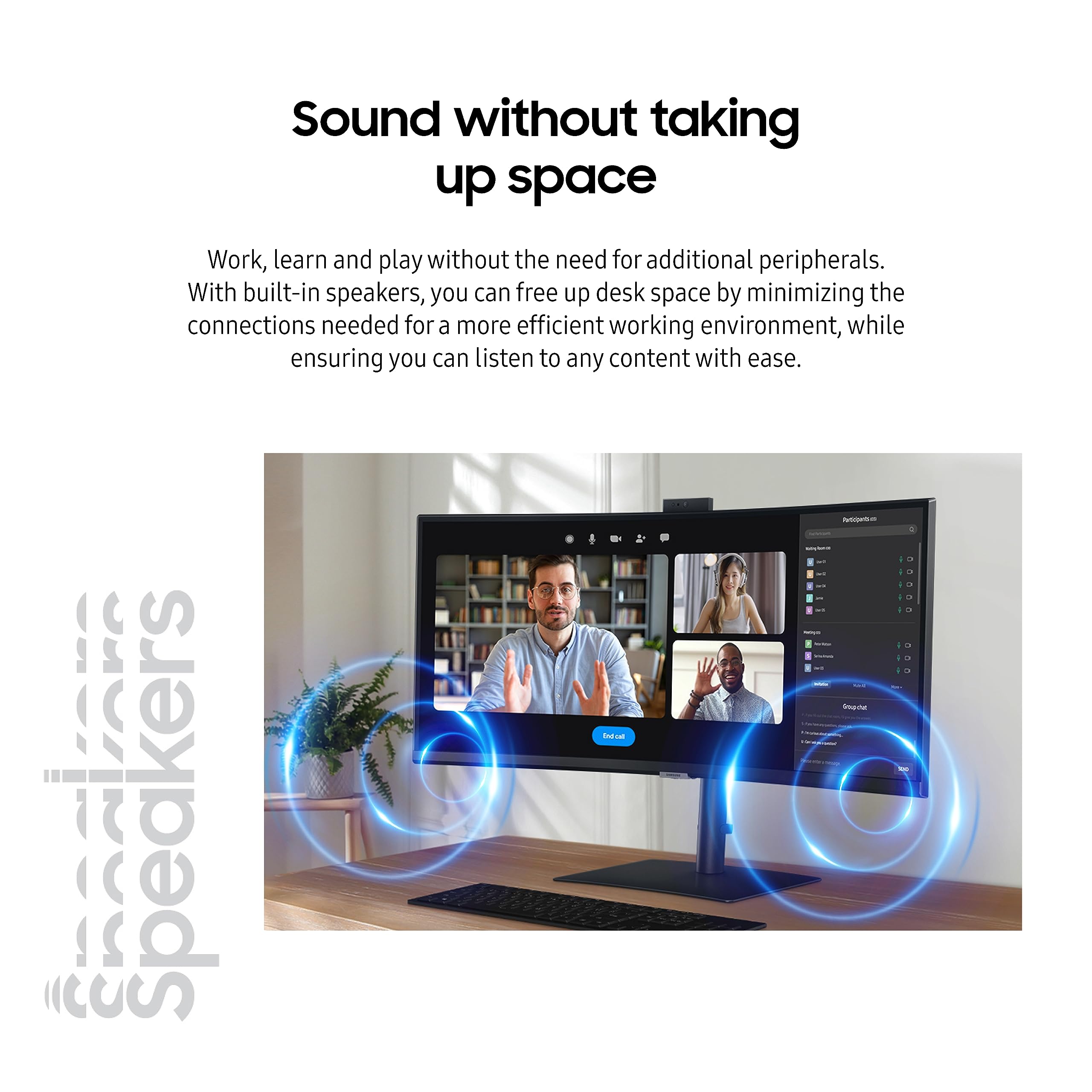 SAMSUNG 34-Inch ViewFinity S65TC Series Ultra-WQHD 1000R Curved Computer Monitor, HDR10, 100Hz, AMD FreeSync, Thunderbolt 4, Height Adjustable Stand, Built-in Speakers, Eye Care, LS34C650TANXGO, 2024