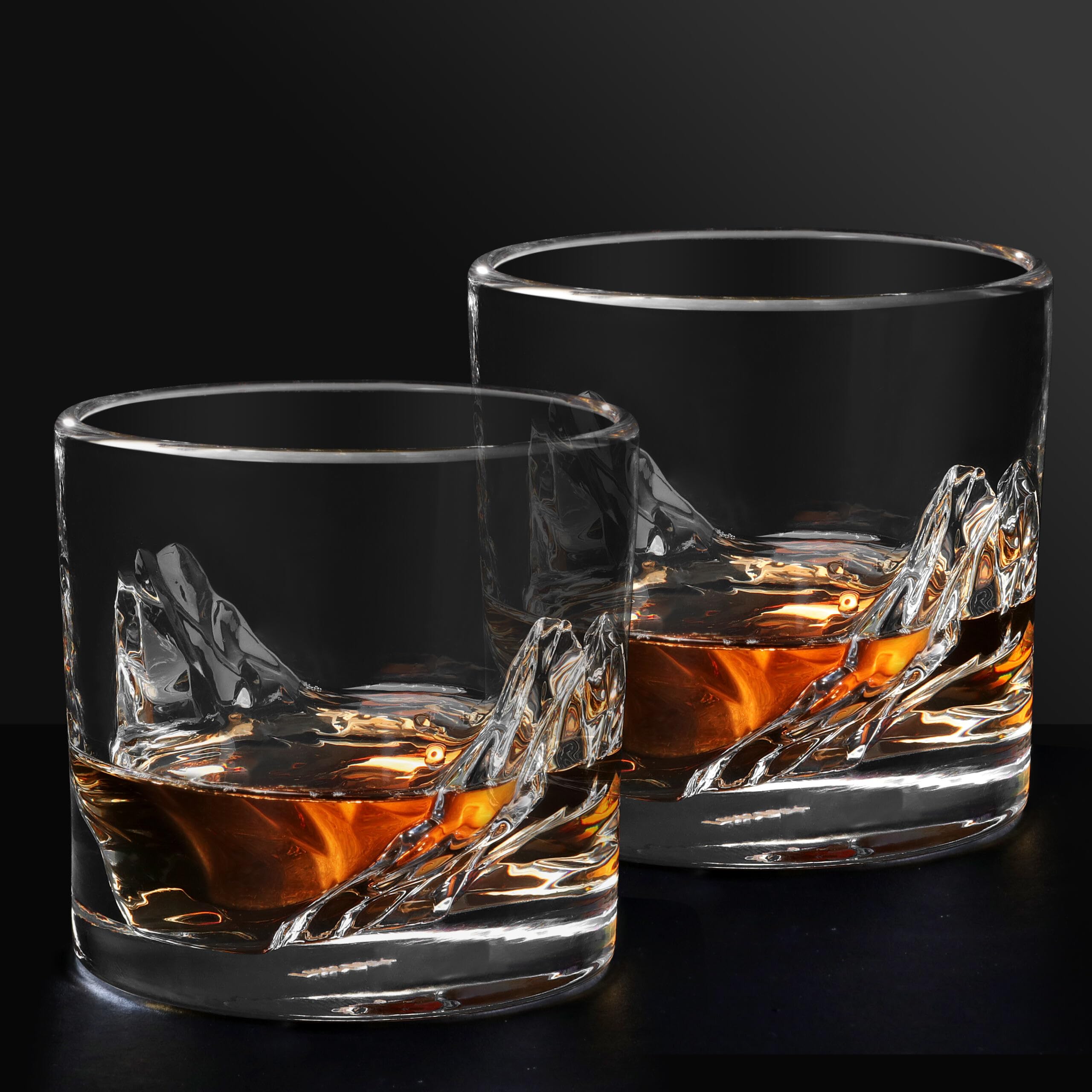 LIITON Heavy Crystal Whiskey Glasses Gift Set, Thick Freezable Bourbon Glass 1lb Each, Premium Whiskey Gifts for Men, Frozen Crystal Chills Cocktails Featuring Grand Canyon Glasses Set of 2, 10 oz