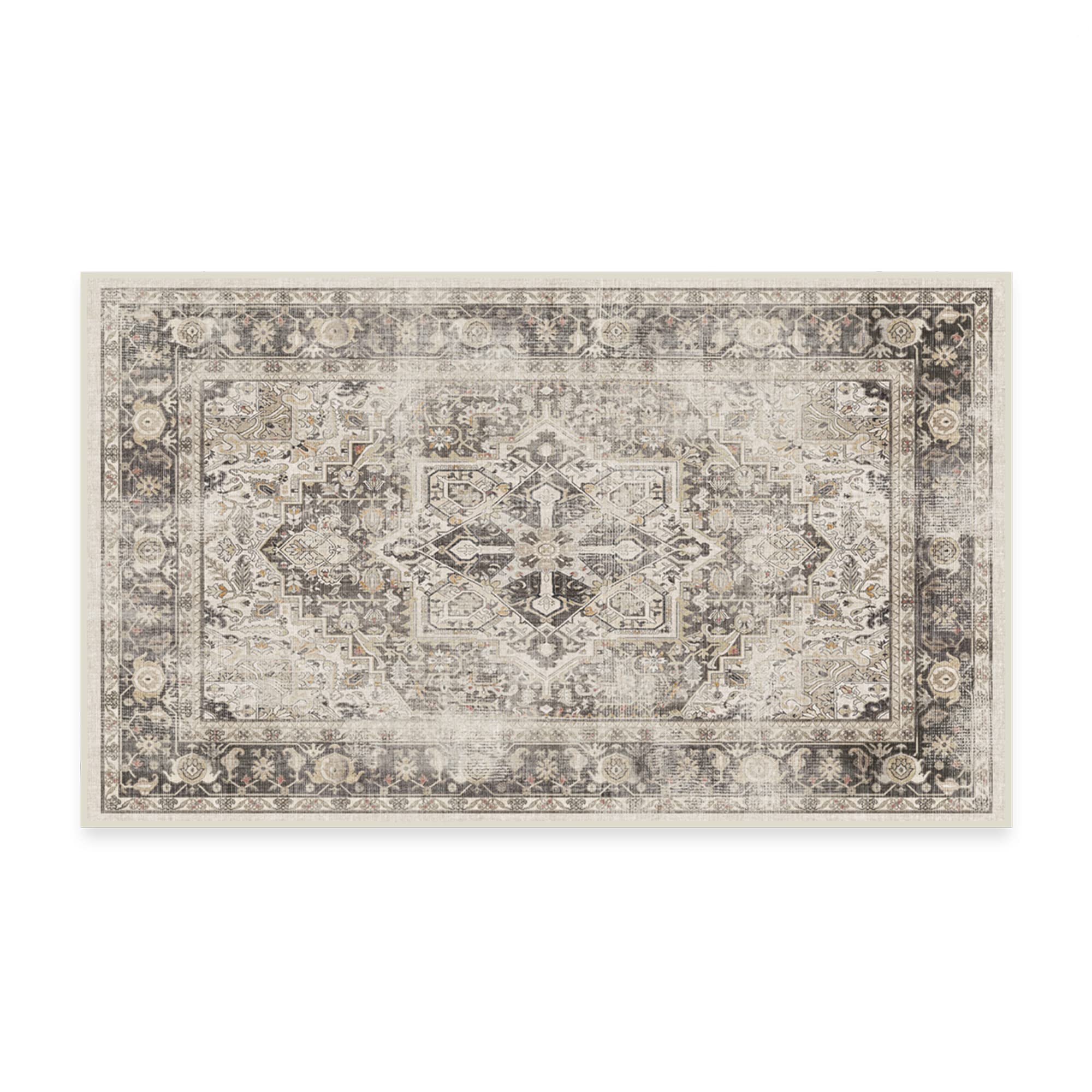 RUGGABLE Kamran Washable Rug - Perfect Vintage Area Rug for Living Room Bedroom Kitchen - Pet & Child Friendly - Stain & Water Resistant - Hazel 5&