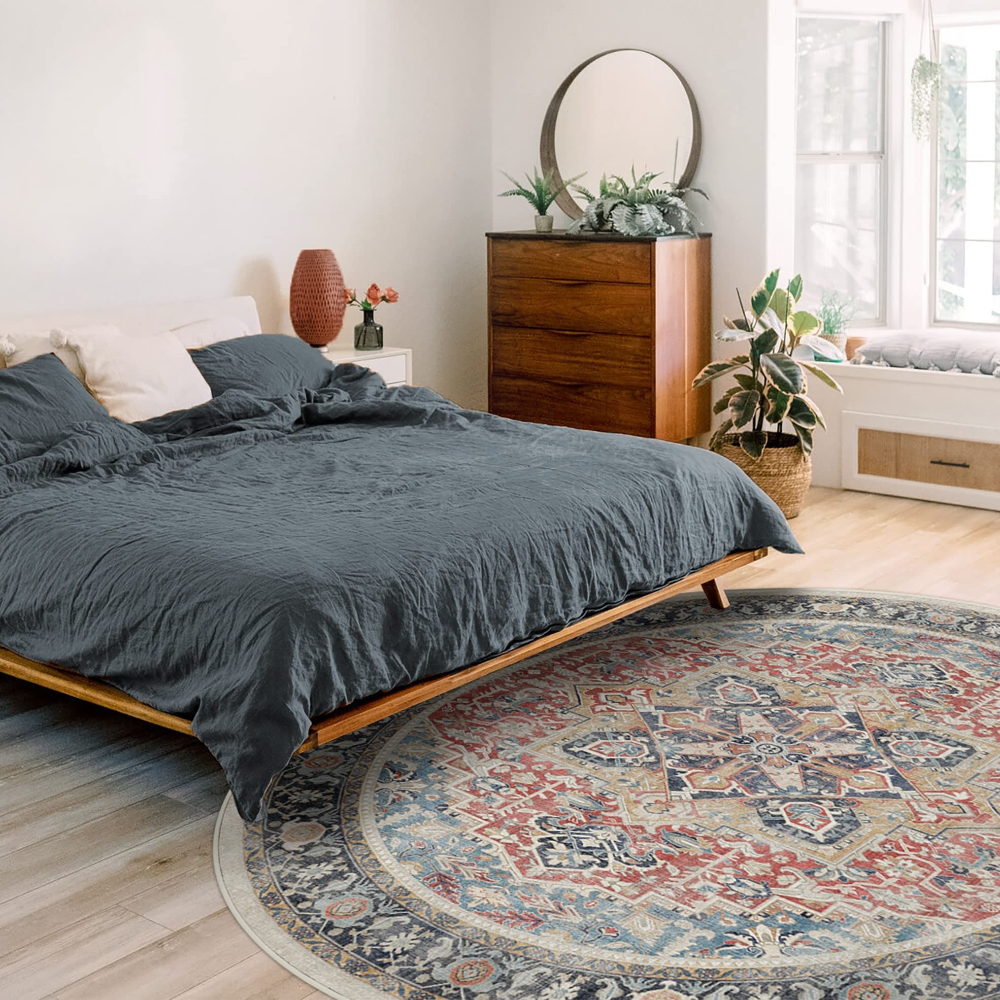 RUGGABLE Kamran Washable Rug - Perfect Vintage Area Rug for Living Room Bedroom Kitchen - Pet & Child Friendly - Stain & Water Resistant - Hazel 5&