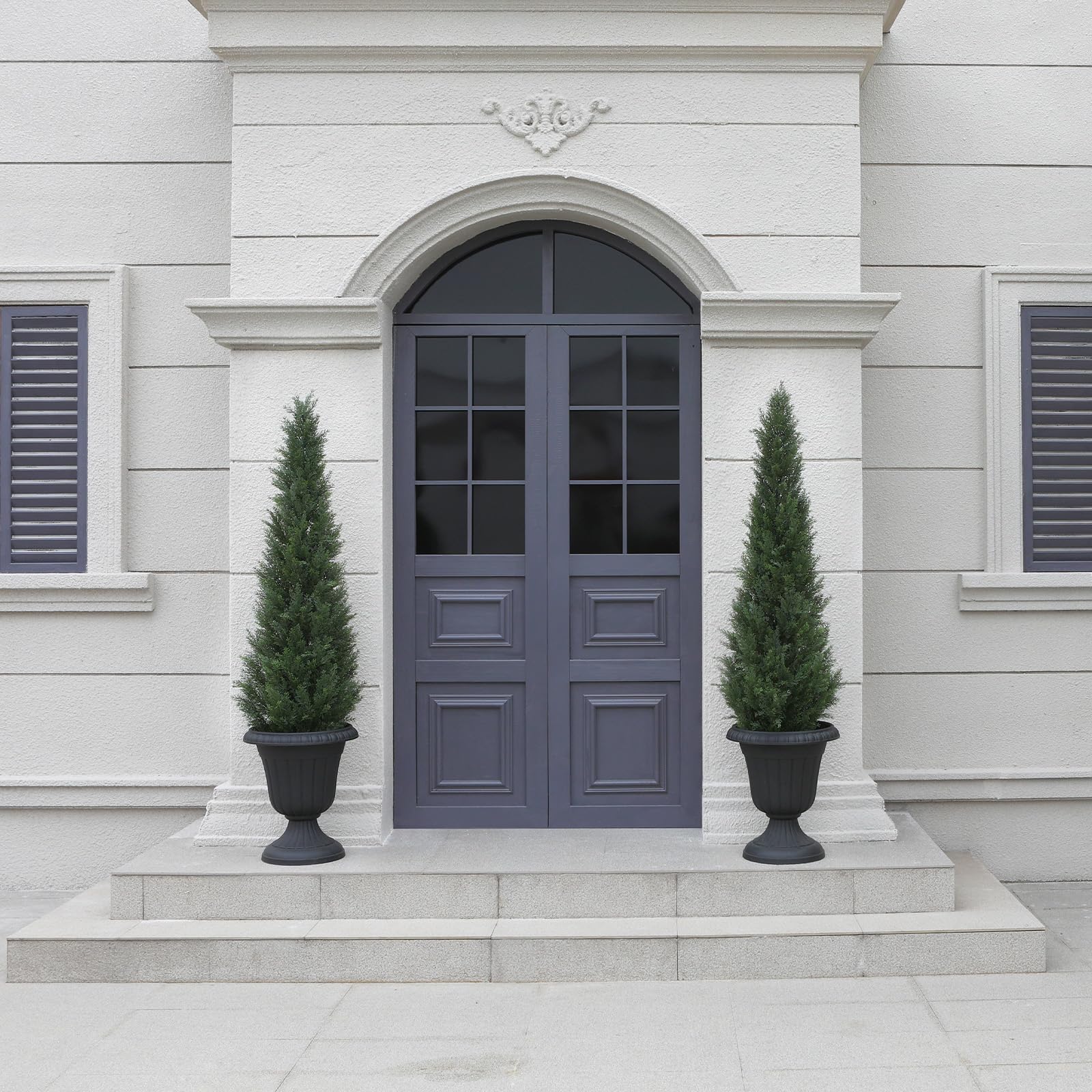 3FT Artificial Cedar Topiary Trees for Outdoors Potted Fake Cypress Trees Faux Evergreen Plants for Home Porch Decor Set of 2