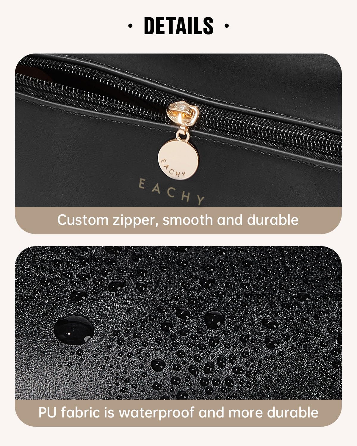 EACHY Travel Makeup Bag,Large Capacity Cosmetic Bags for Women,Waterproof Portable Pouch Open Flat Toiletry Bag Make up Organizer with Divider and Handle