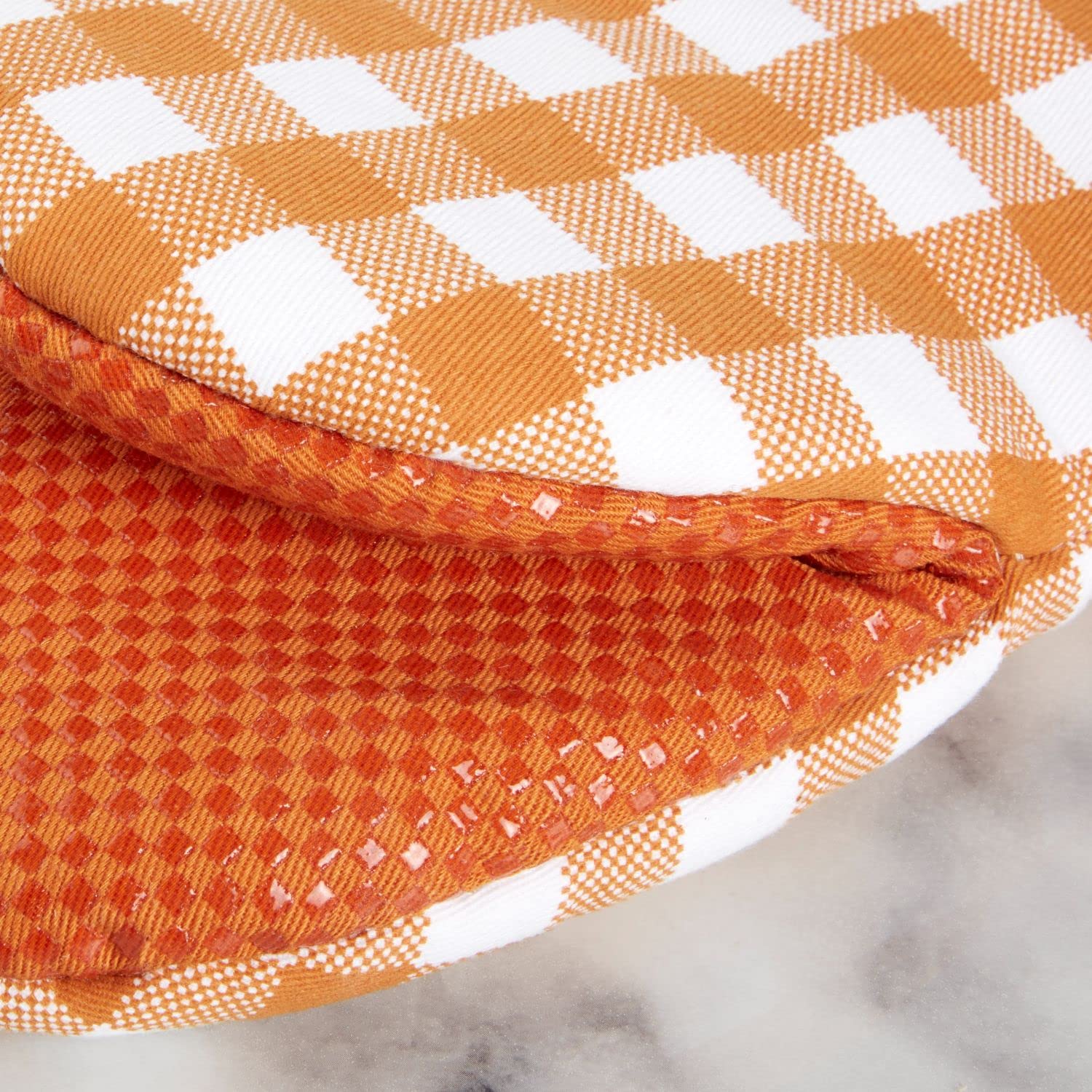 KitchenAid Gingham Mini Oven Mitt 2-Pack Set, Milkshake Tan, 5.5"x8"