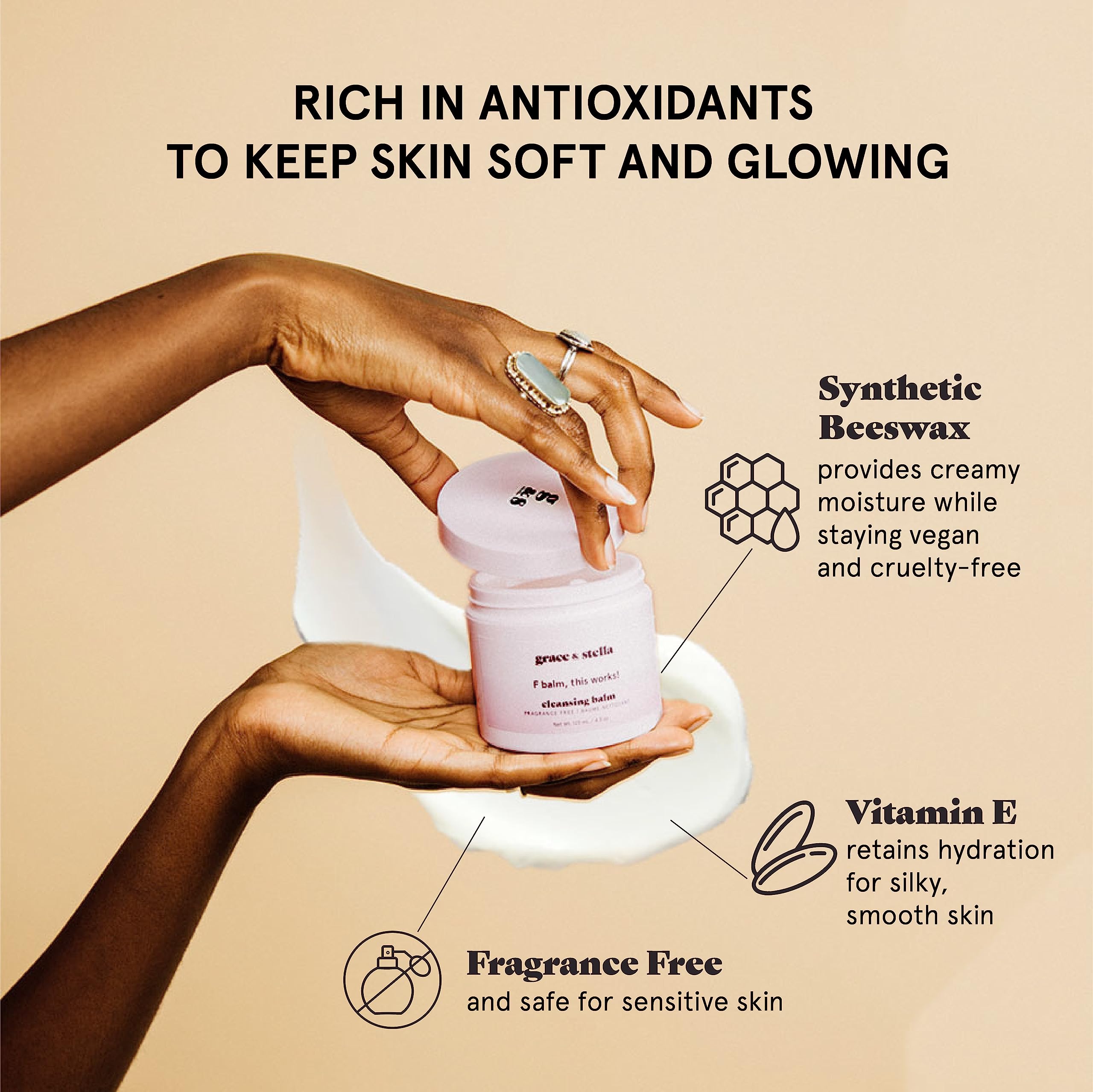 grace & stella Cleansing Balm (4.3 oz/125 ml) Makeup Cleansing Balm - Makeup Remover Balm for All Skin Types