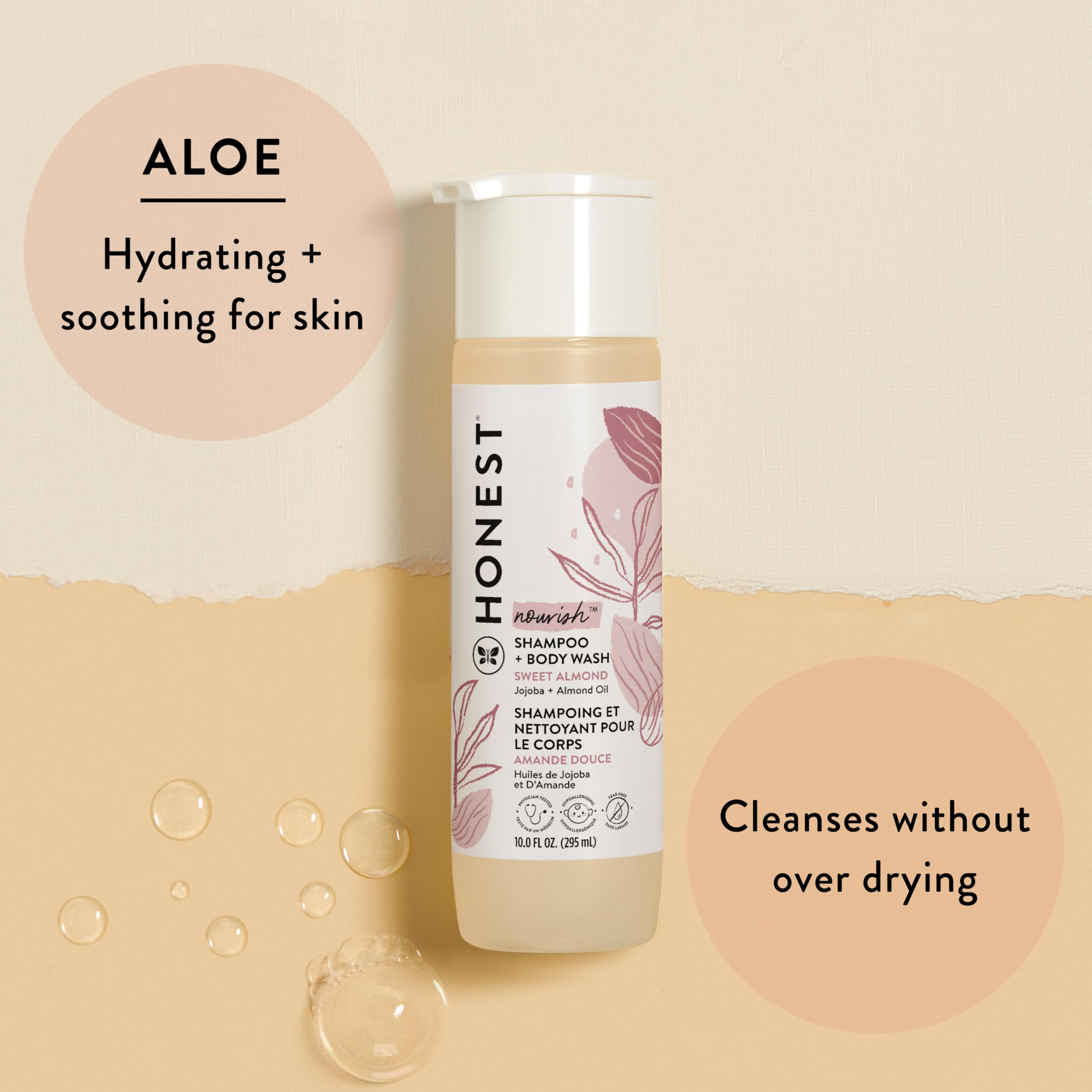 The Honest Company 2-in-1 Cleansing Shampoo + Body Wash | Gentle for Baby | Naturally Derived, Tear-free, Hypoallergenic | Fragrance Free Sensitive, 10 fl oz