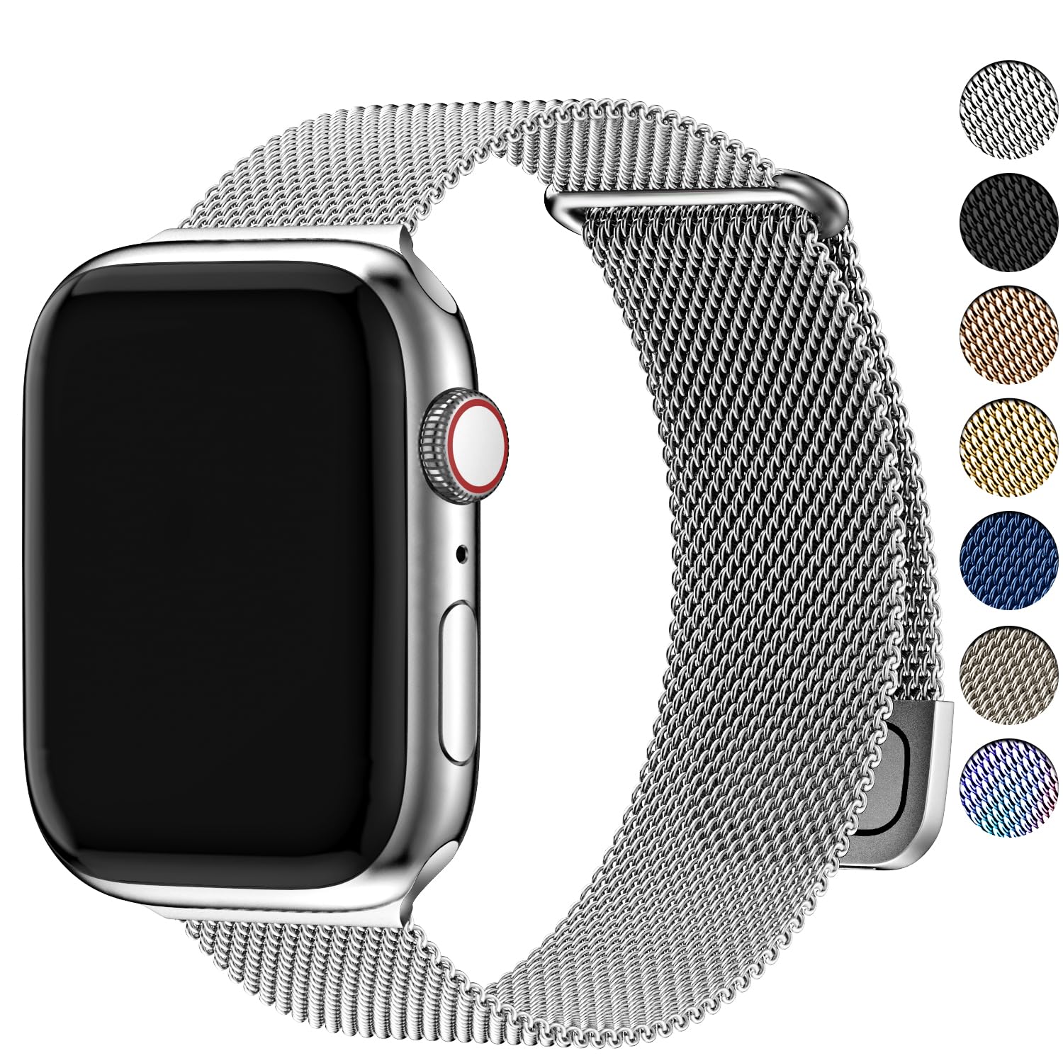 Fullmosa Compatible with Apple Watch Band 49mm 46mm 45mm 44mm 42mm 41mm 40mm 38mm Women Men, Stainless Steel Milanese Loop Replacement iWatch Bands Ultra 2/1 Series 10 9 8 7 6 5 4 3 2 1 SE