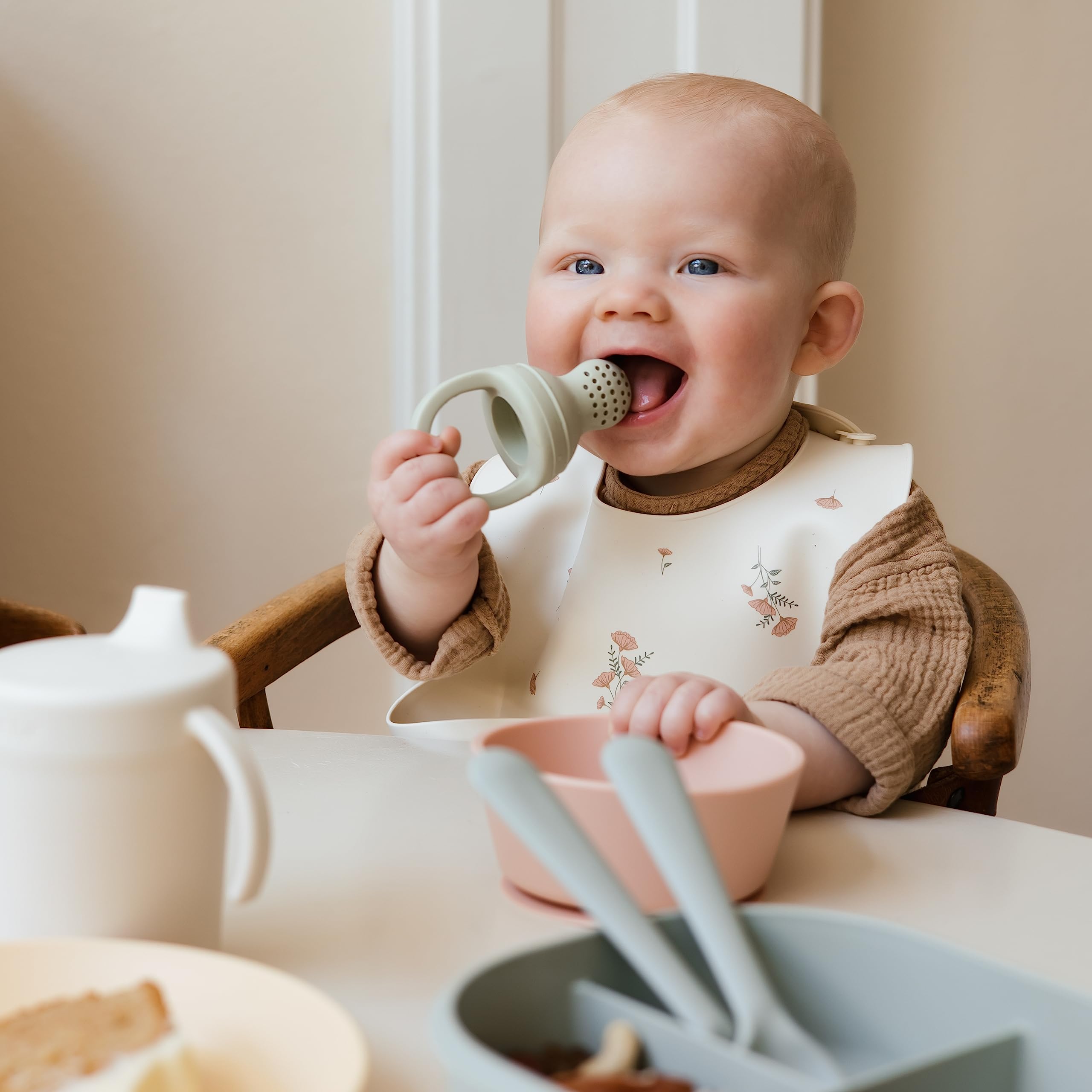 mushie Silicone Baby Bib | Adjustable Fit Waterproof Bibs (Whales)