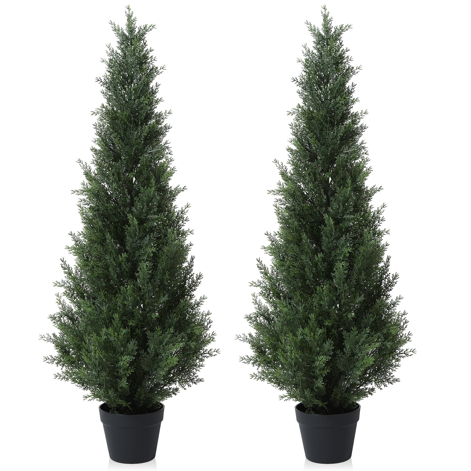 3FT Artificial Cedar Topiary Trees for Outdoors Potted Fake Cypress Trees Faux Evergreen Plants for Home Porch Decor Set of 2