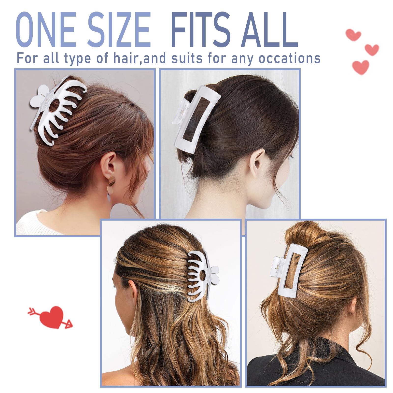 LuSeren Hair Clips for Women 4.3 Inch Large Hair Claw Clips for Women Thin Thick Curly Hair, Big Matte Banana Clips,Strong Hold jaw clips,Neutral Colors