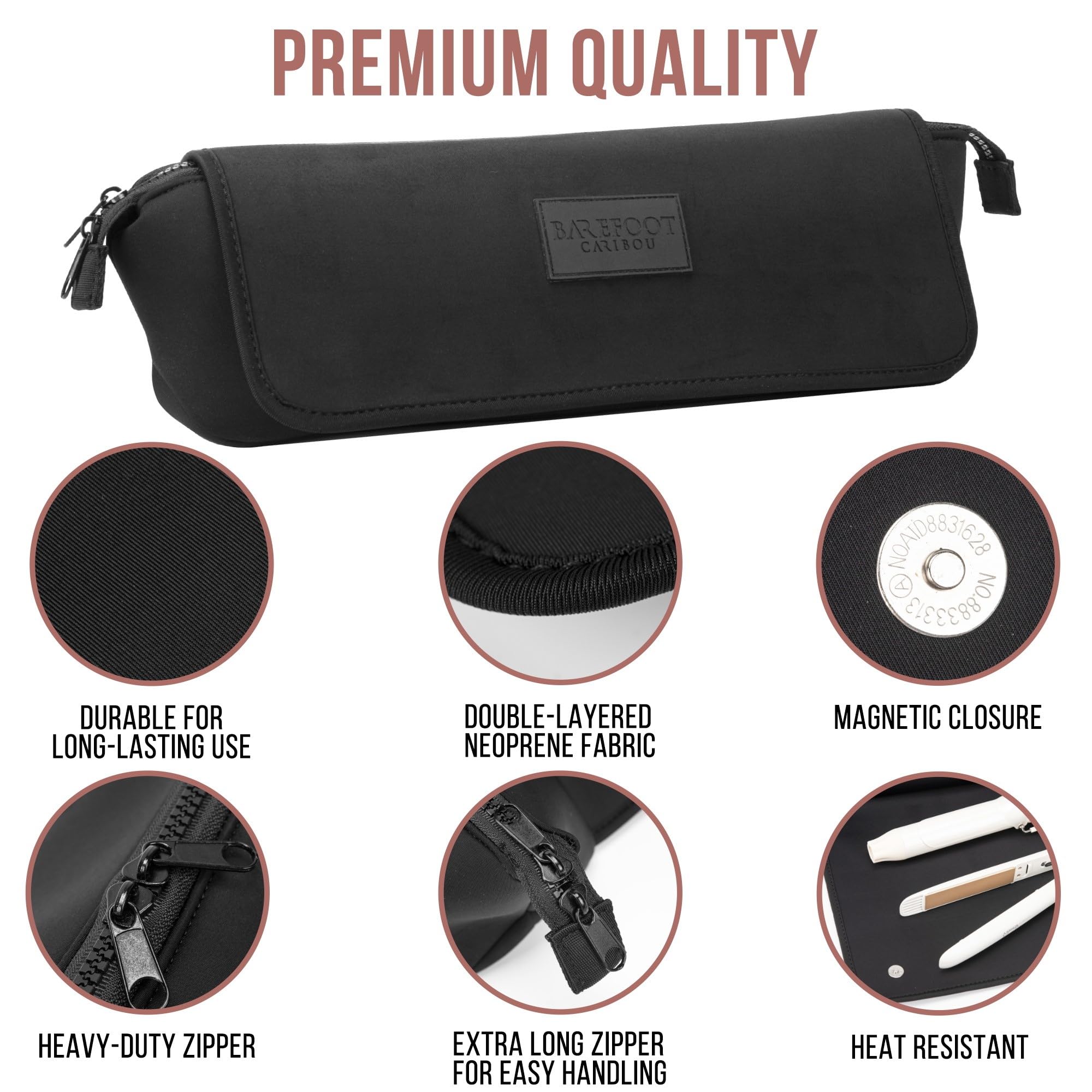BAREFOOT CARIBOU Hair Tools Travel Bag and Heat Resistant Mat for Flat Irons, Straighteners, Curling Iron, and Haircare Accessories, 2-in-1 Design, with Interior Pockets, Portable Organizer (Ivory)