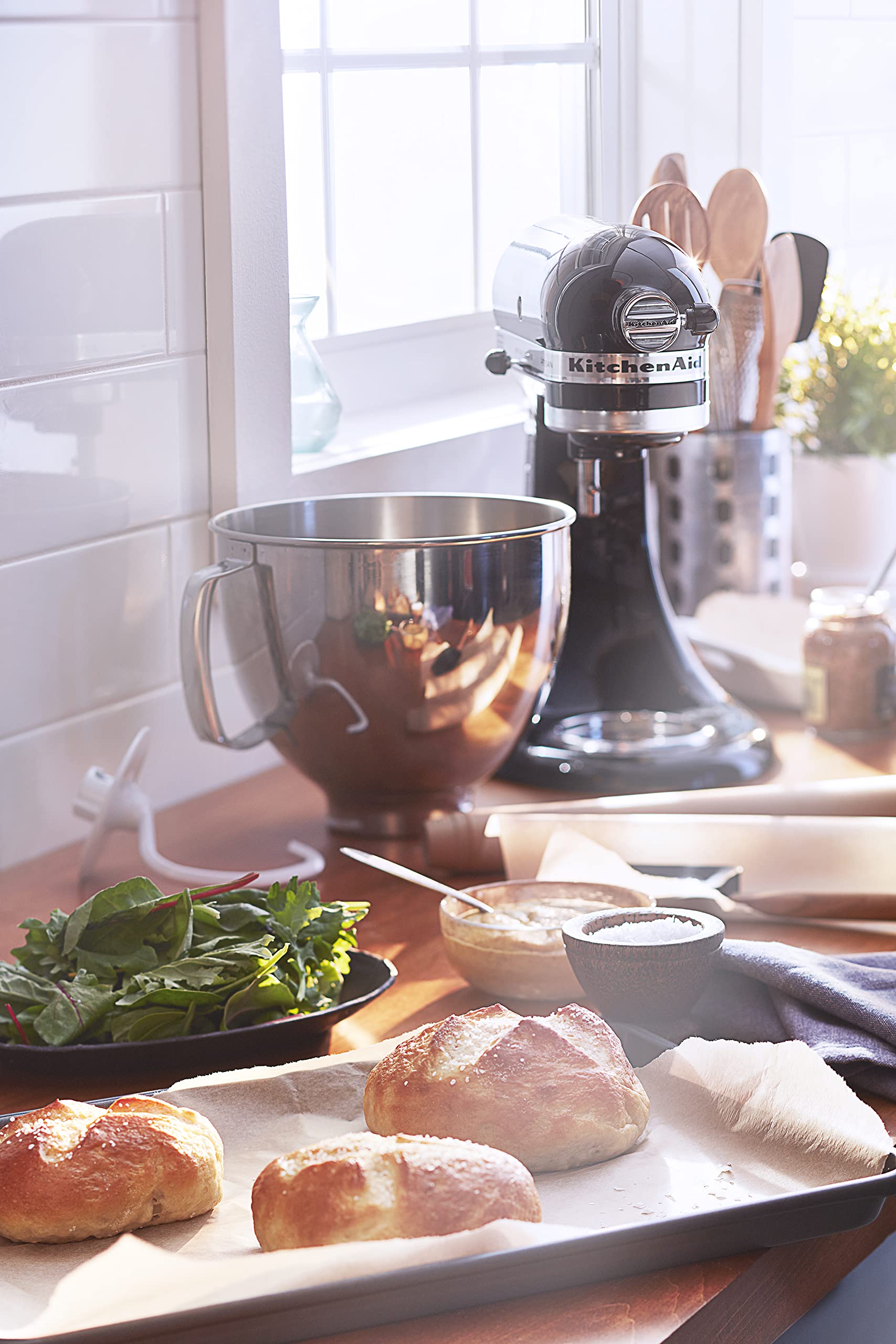 KitchenAid Artisan Series 5-Quart Tilt-Head Stand Mixer, Almond Cream, KSM150PSAC